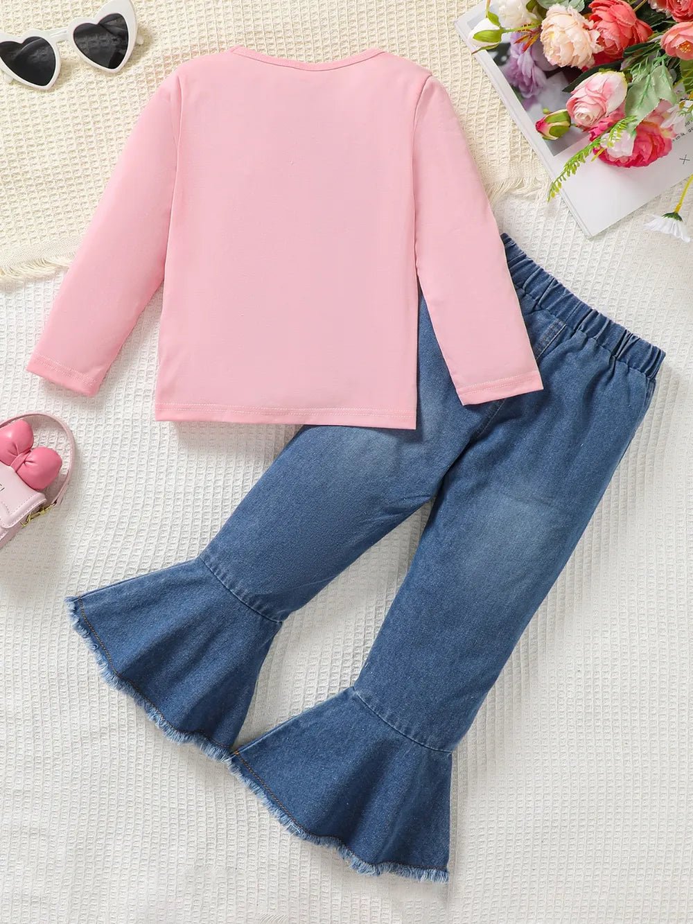 Children's Round Neck Graphic Top and Pants Set designed for comfort and style at Lookzlike