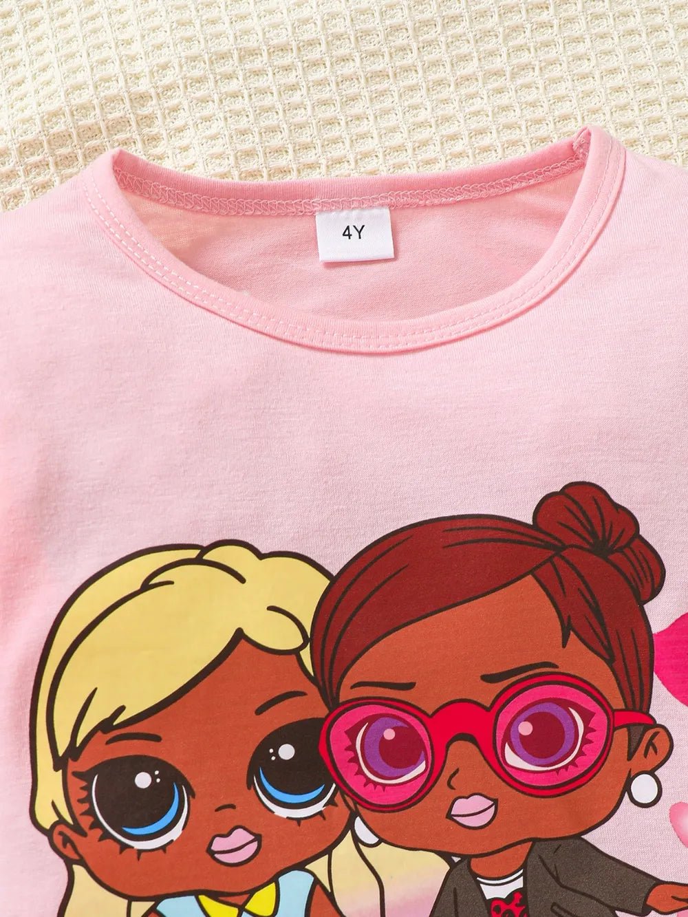 Children's Round Neck Graphic Top and Pants Set designed for comfort and style at Lookzlike
