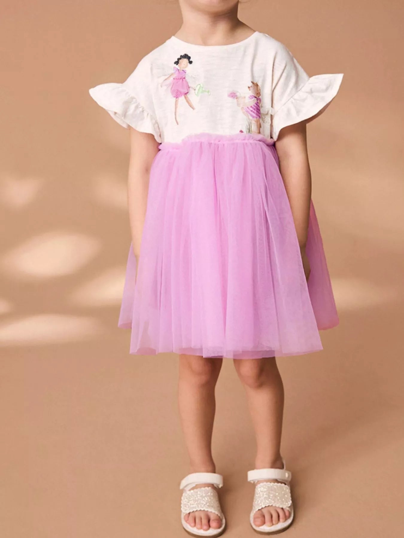 Children's Round Neck Ruffled Tulle Dress designed for comfort and style at Lookzlike