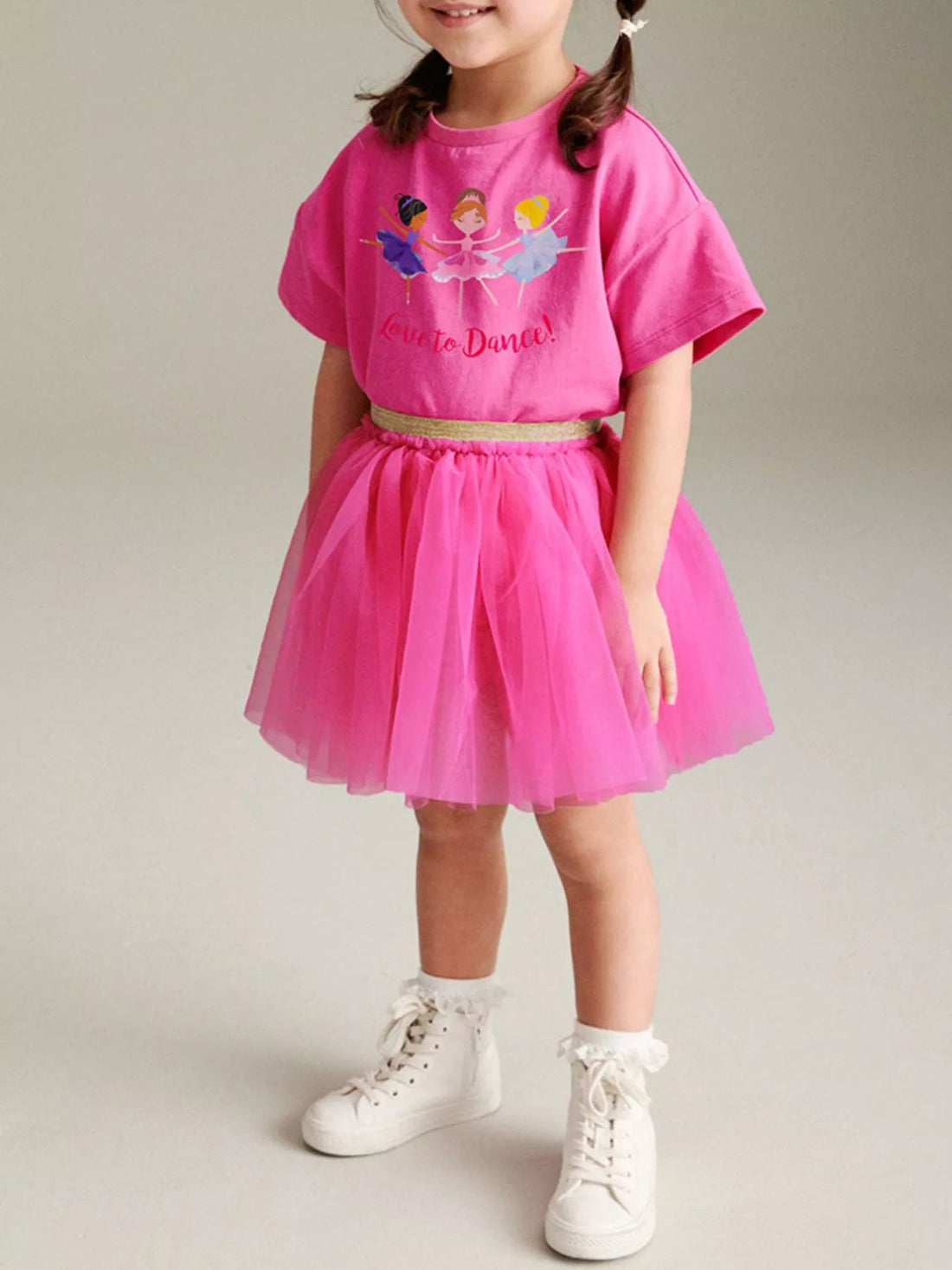 Children's Round Neck T-Shirt and Skirt Set designed for comfort and style at Lookzlike