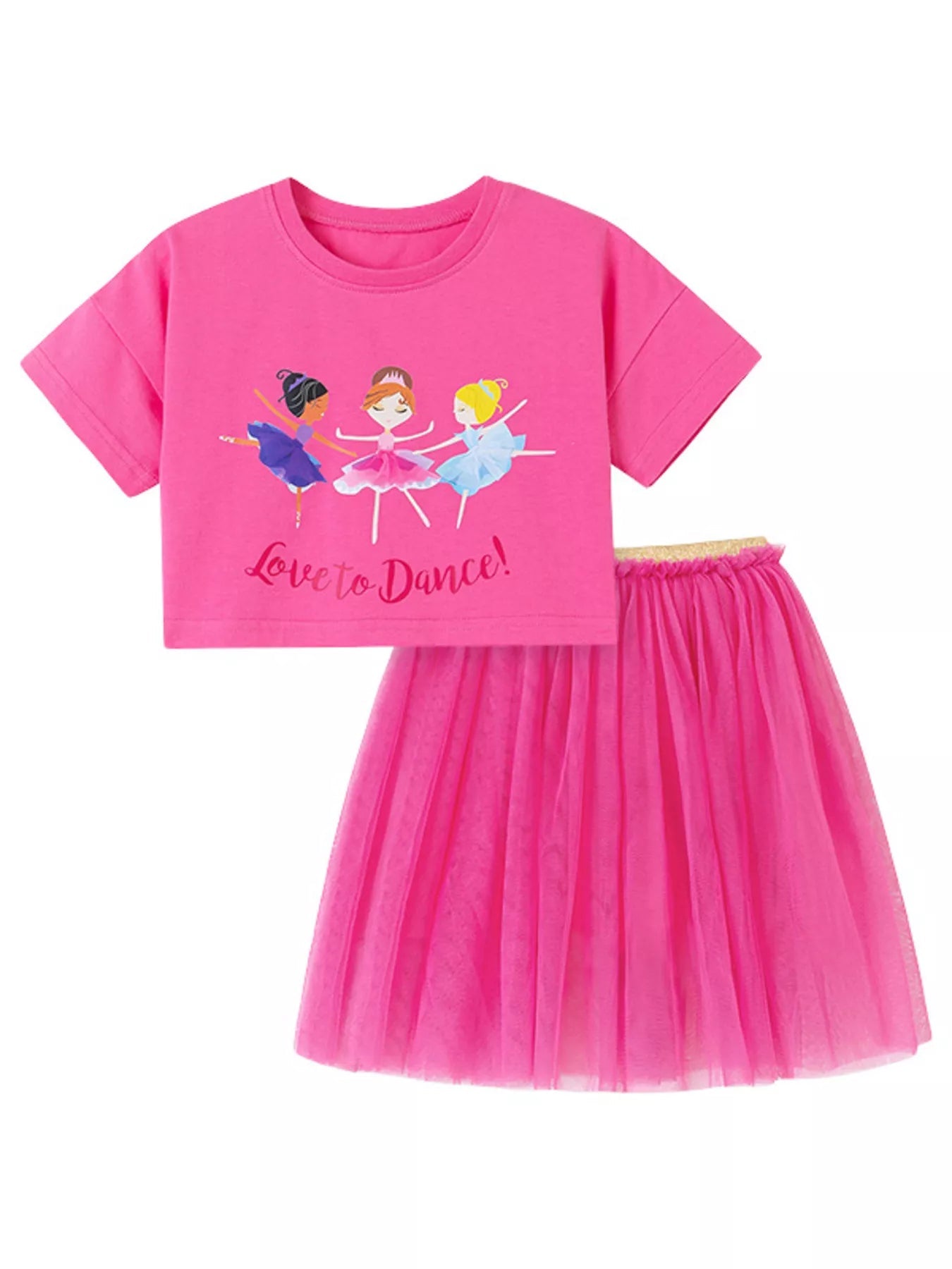 Children's Round Neck T-Shirt and Skirt Set designed for comfort and style at Lookzlike