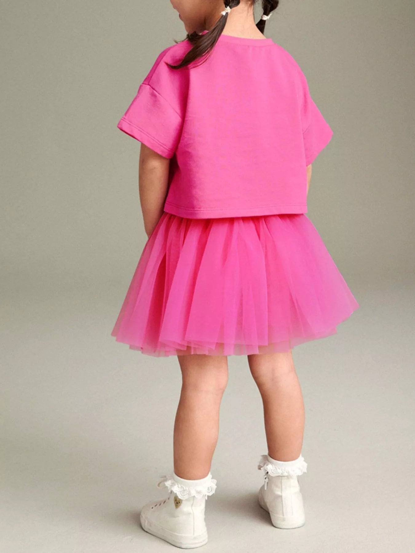 Children's Round Neck T-Shirt and Skirt Set designed for comfort and style at Lookzlike
