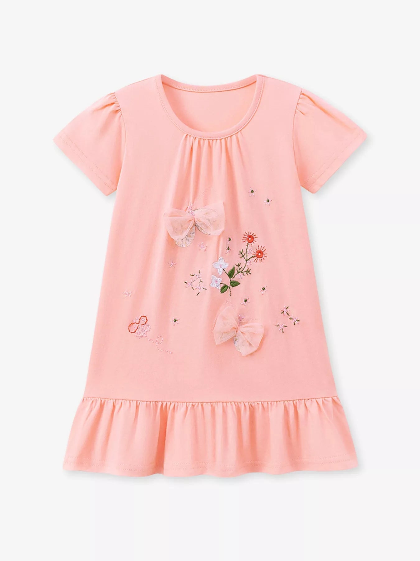 Children's Ruffled Hem Short Sleeve Dress designed for comfort and style at Lookzlike