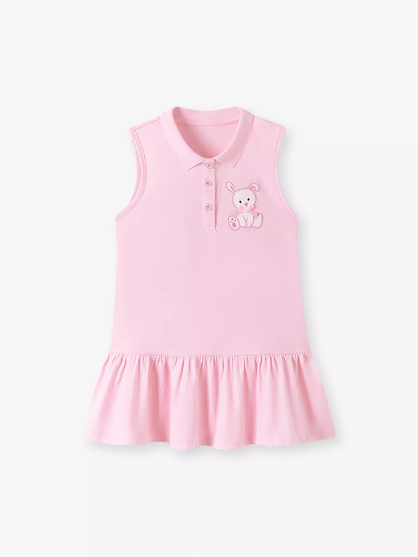Children's Ruffled Hem Sleeveless Polo Dress designed for comfort and style at Lookzlike