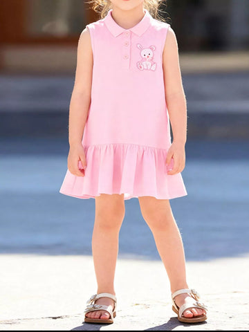 Children's Ruffled Hem Sleeveless Polo Dress designed for comfort and style at Lookzlike