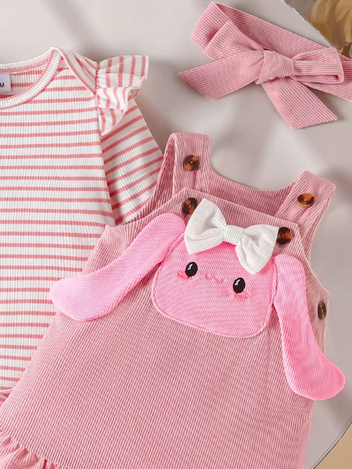 Children's Ruffled Trim Bodysuit and Dress Set with Headband designed for comfort and style at Lookzlike