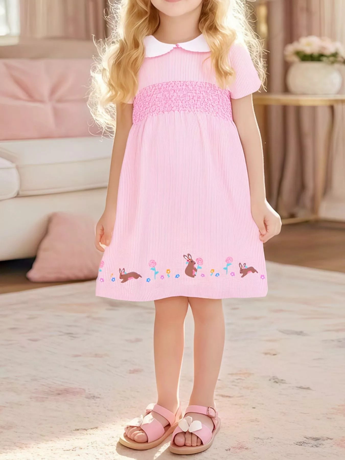 Children's Smocked Short Sleeve Dress designed for comfort and style at Lookzlike