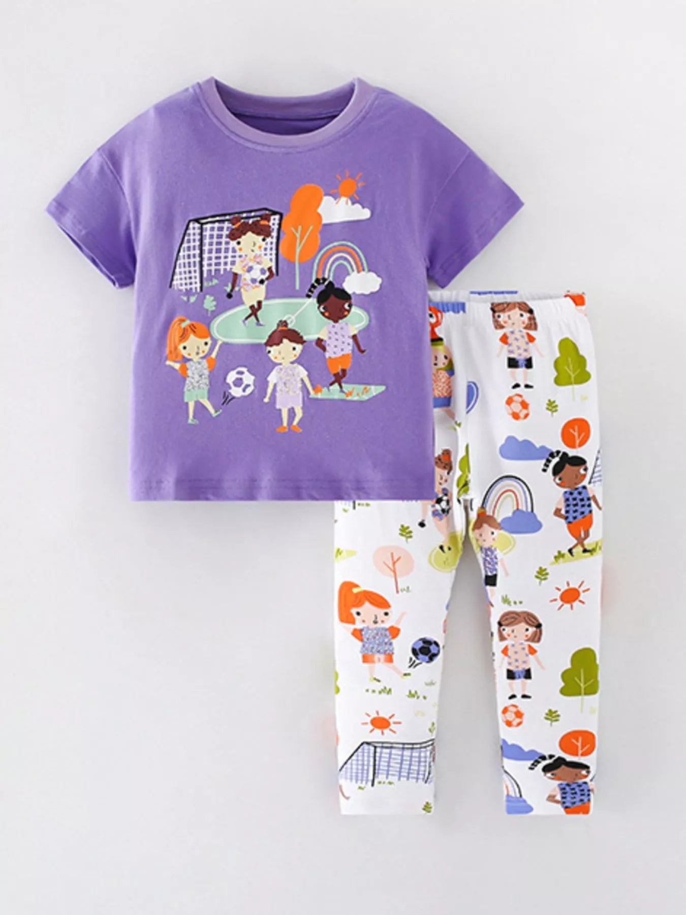 Children's Soccer Graphic Tee and Printed Leggings Set designed for comfort and style at Lookzlike
