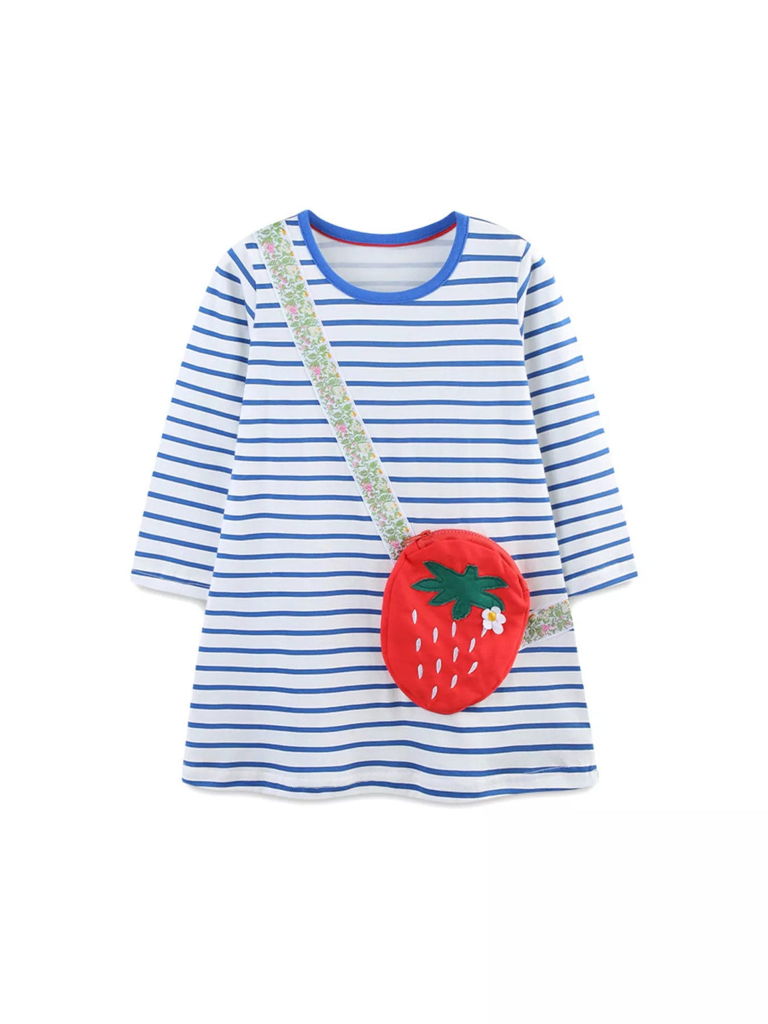 Children's Strawberry Striped Long Sleeve Dress designed for comfort and style at Lookzlike