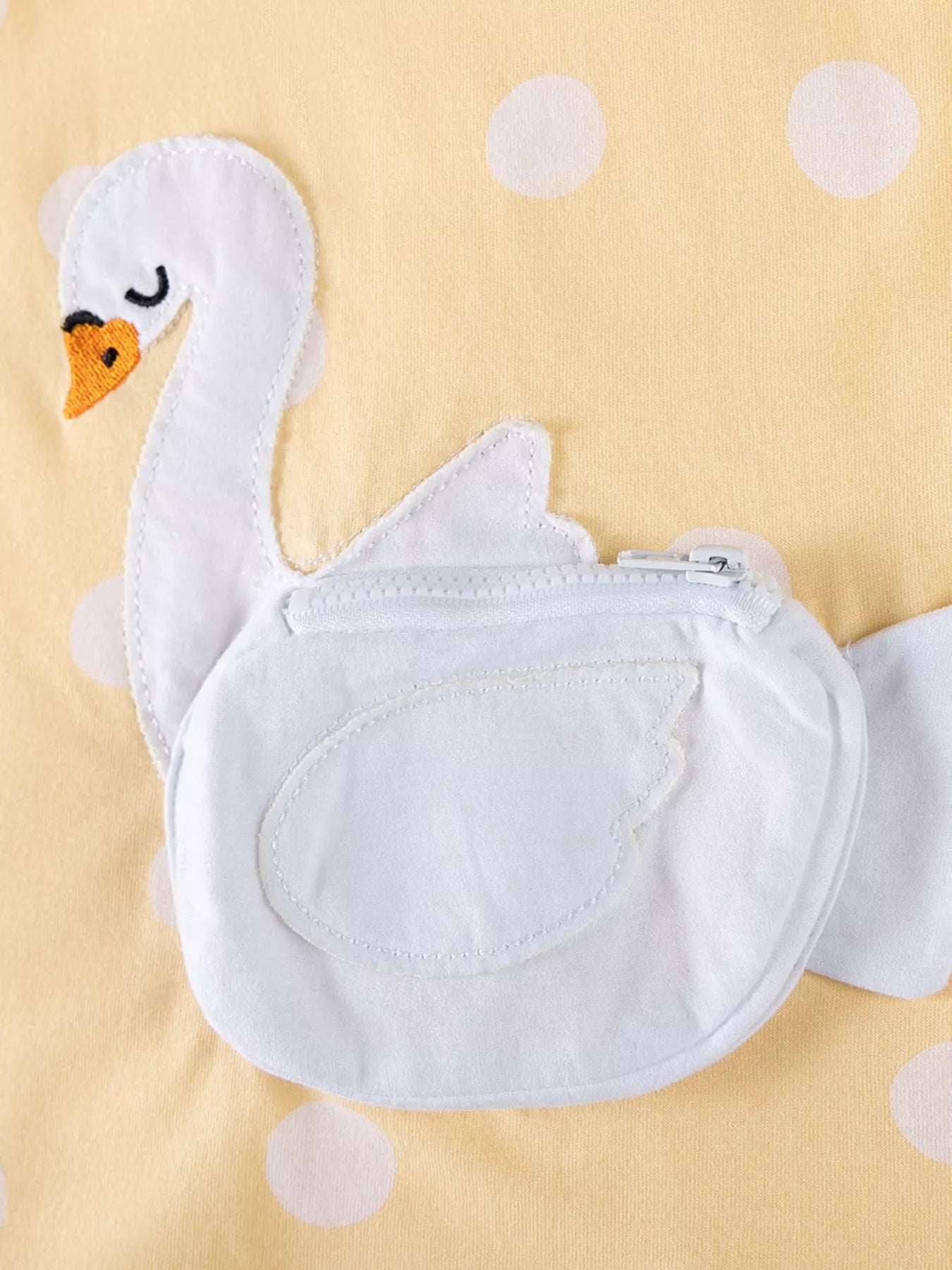 Children's Swan Applique Polka Dot Ruffle Sleeve Dress designed for comfort and style at Lookzlike