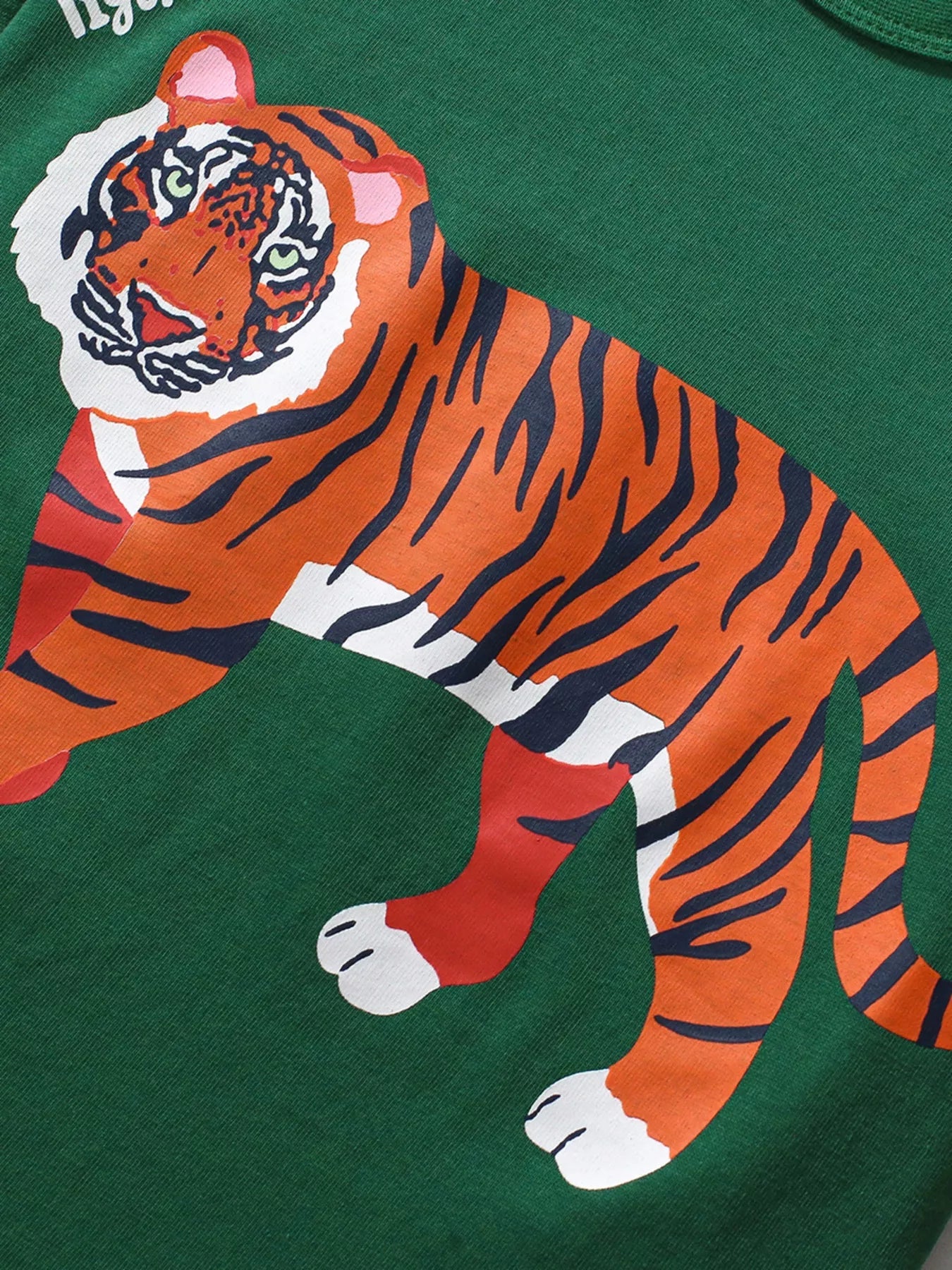 Children's Tiger Graphic Crew Neck T-Shirt designed for comfort and style at Lookzlike