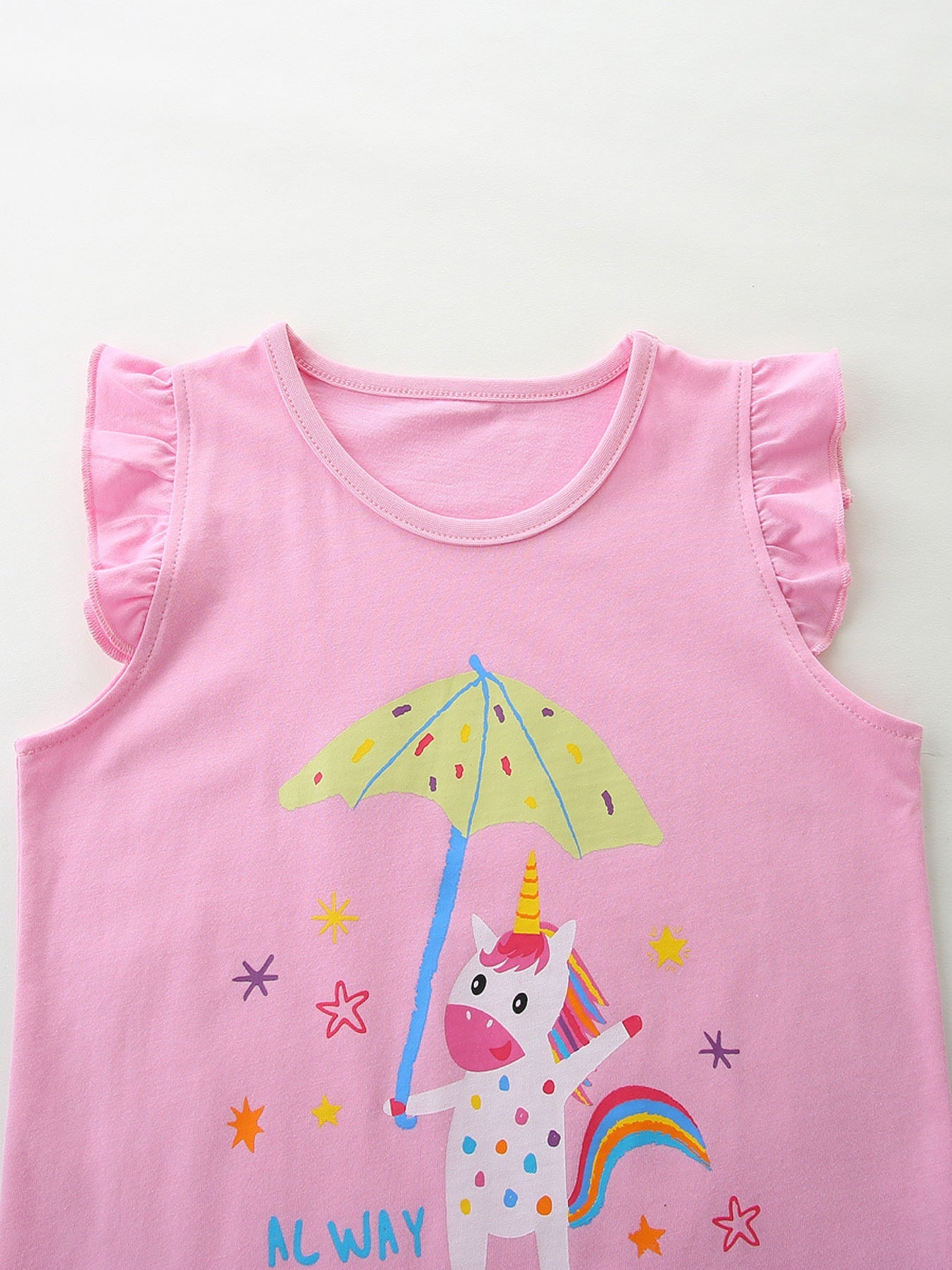 Children's Unicorn Dreams Sleeveless Top & Plaid Shorts Set designed for comfort and style at Lookzlike