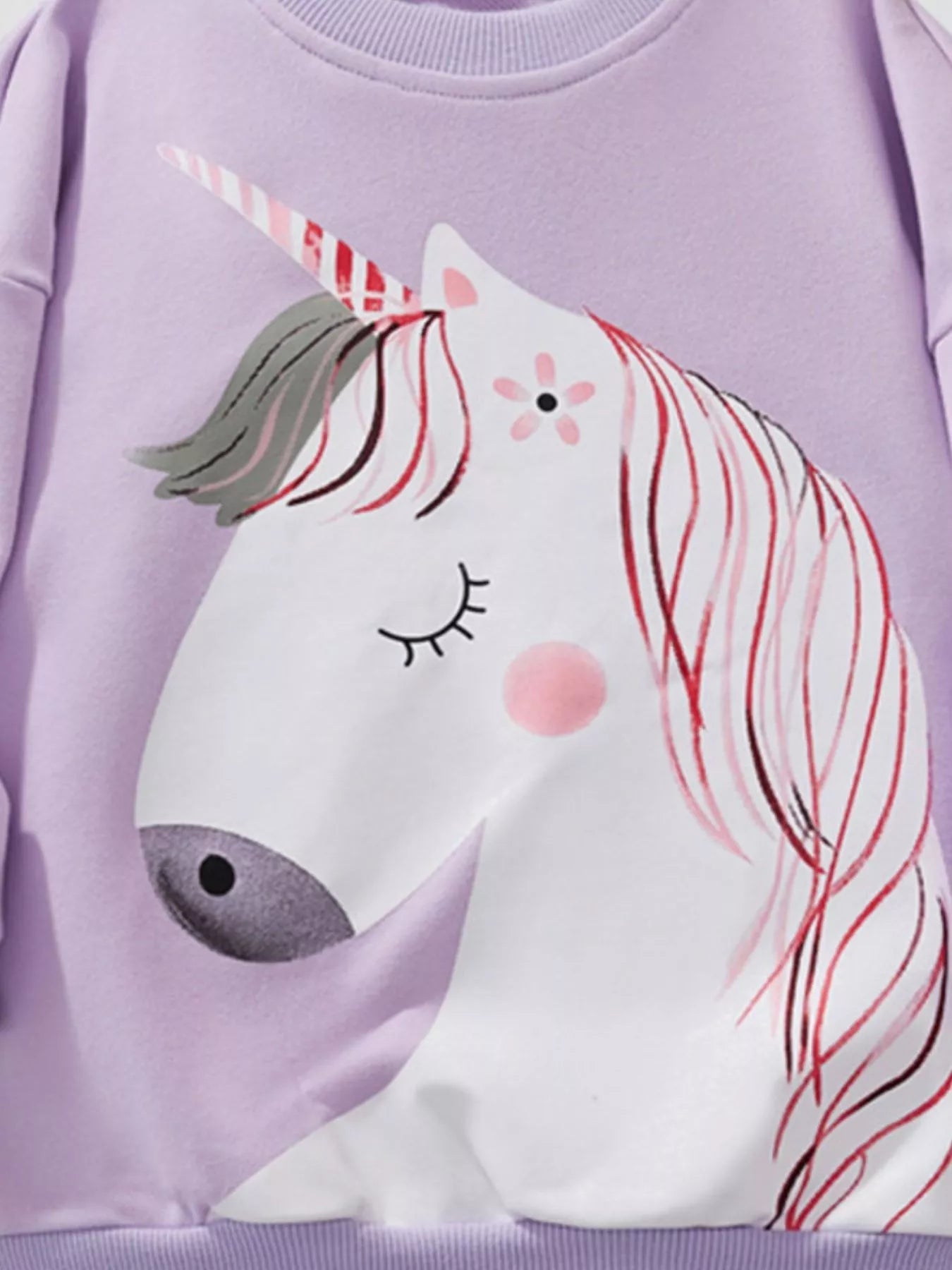 Children's Unicorn Graphic Round Neck Sweatshirt designed for comfort and style at Lookzlike