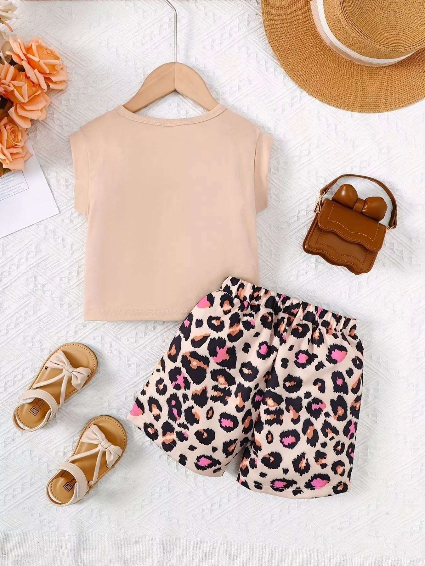 Children's Windmill Graphic Tee & Leopard Shorts Set designed for comfort and style at Lookzlike