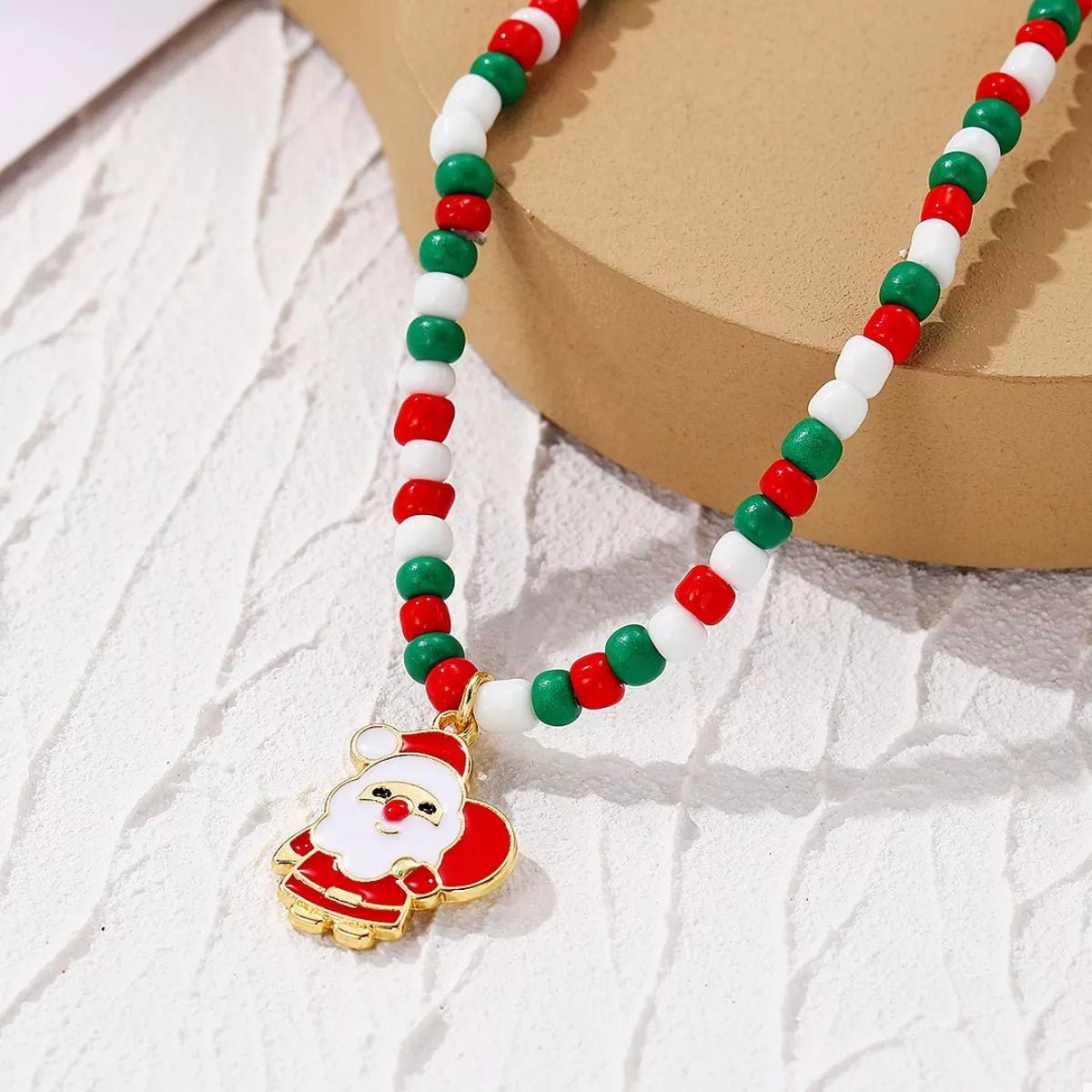 Christmas Beaded Necklace with Santa Charm designed for comfort and style at Lookzlike