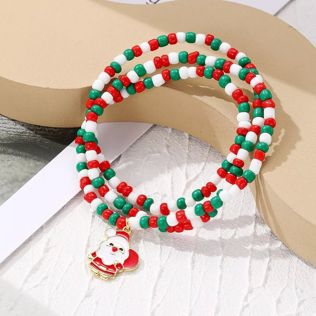 Christmas Beaded Necklace with Santa Charm designed for comfort and style at Lookzlike