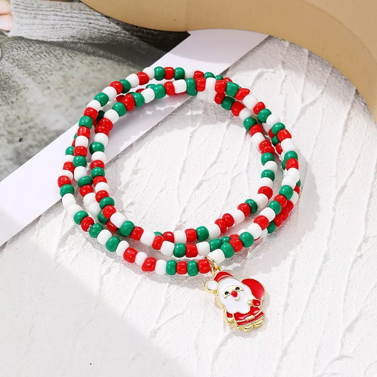 Christmas Beaded Necklace with Santa Charm designed for comfort and style at Lookzlike
