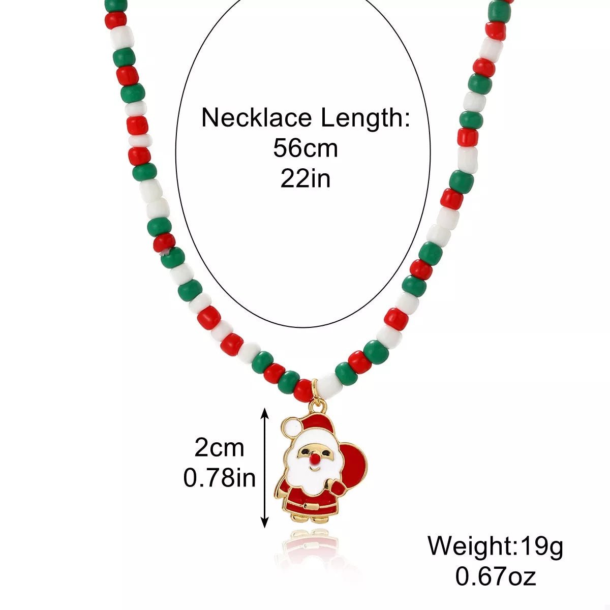 Christmas Beaded Necklace with Santa Charm designed for comfort and style at Lookzlike