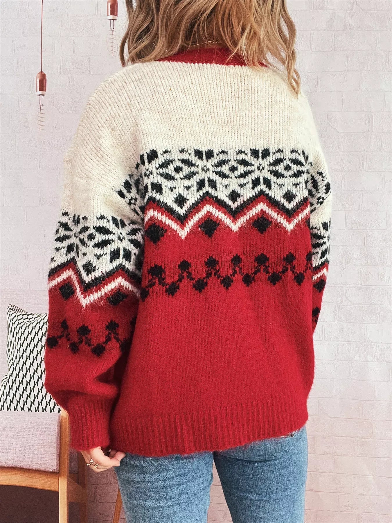 Christmas Button Up Drop Shoulder Cardigan designed for comfort and style at Lookzlike