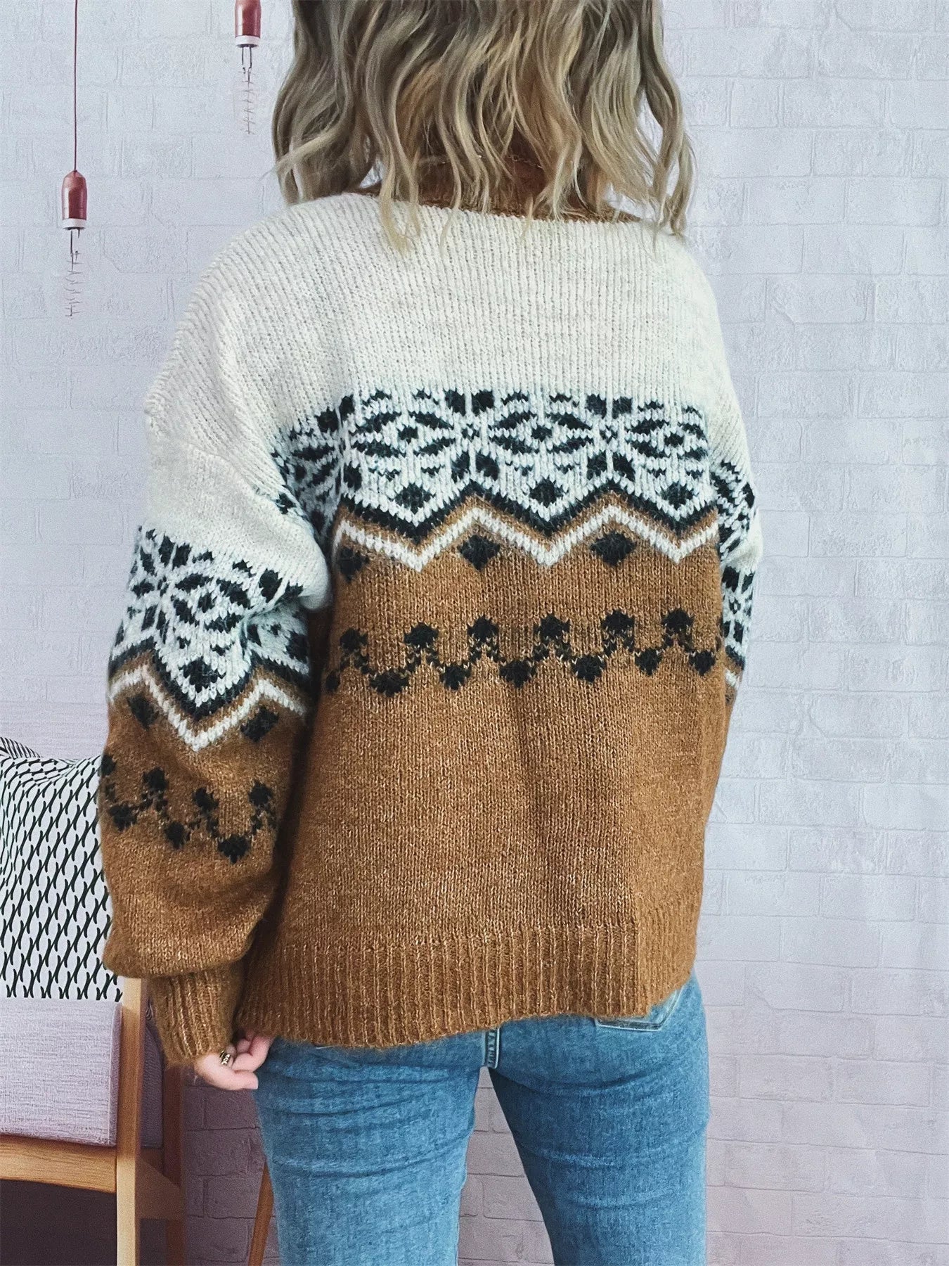 Christmas Button Up Drop Shoulder Cardigan designed for comfort and style at Lookzlike