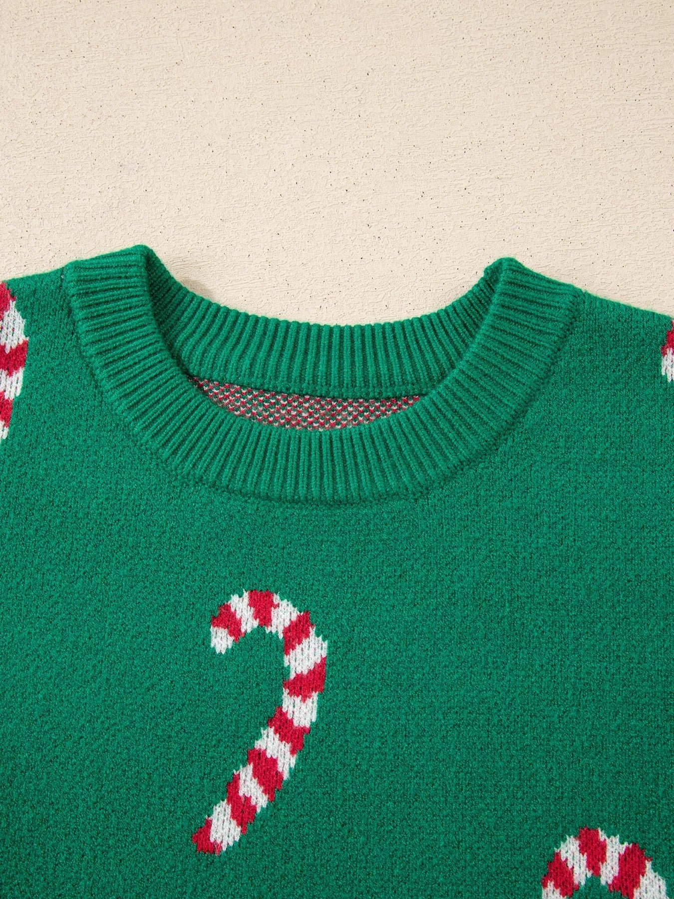 Christmas Candy Cane Holiday Drop Shoulder Sweater designed for comfort and style at Lookzlike