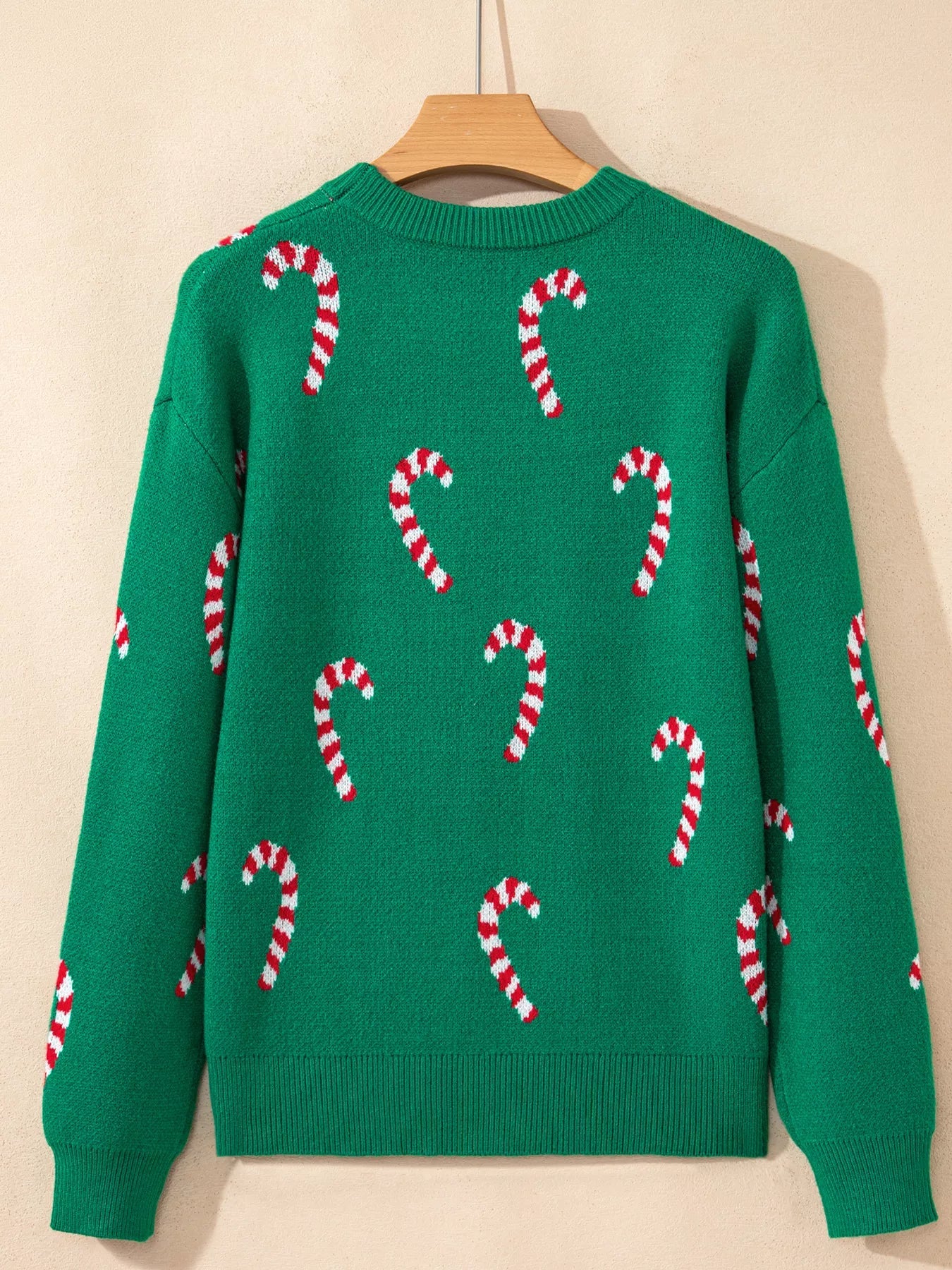 Christmas Candy Cane Holiday Drop Shoulder Sweater designed for comfort and style at Lookzlike