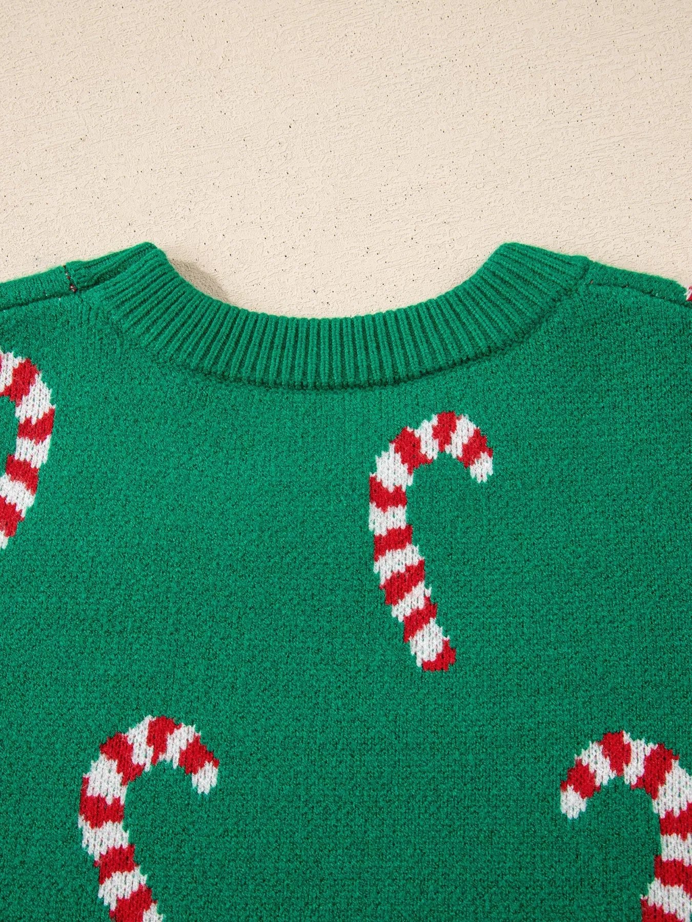 Christmas Candy Cane Holiday Drop Shoulder Sweater designed for comfort and style at Lookzlike