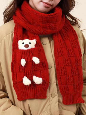 Christmas Cute Bear Pocket Knitted Scarf designed for comfort and style at Lookzlike