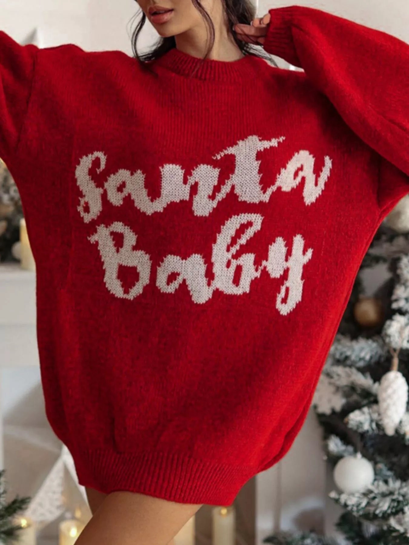 Christmas Letter Oversized Sweater Dress designed for comfort and style at Lookzlike