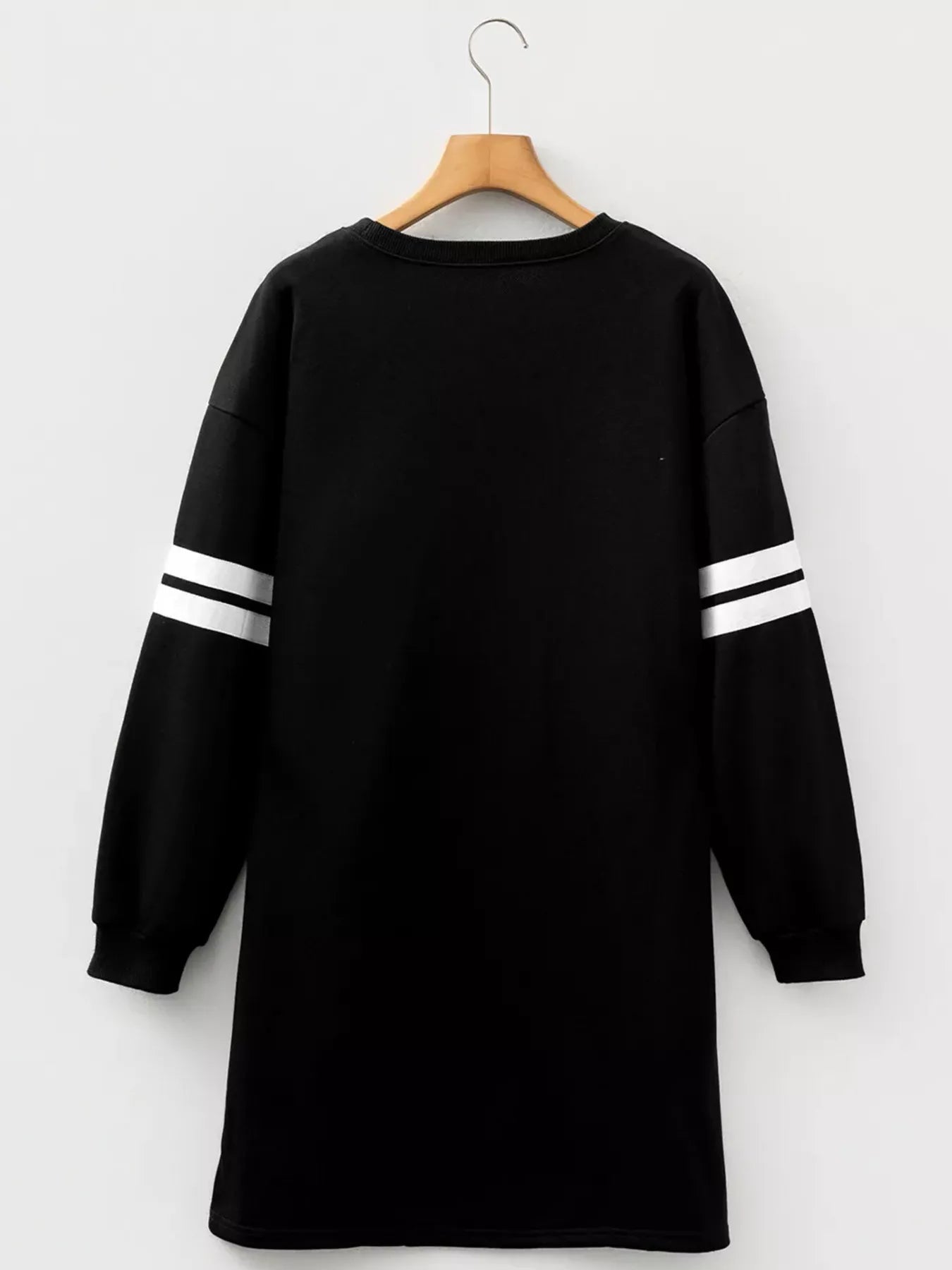 Christmas Sequin Nutcracker - man Graphic Varsity Striped Sleeve Sweatshirt Dress designed for comfort and style at Lookzlike
