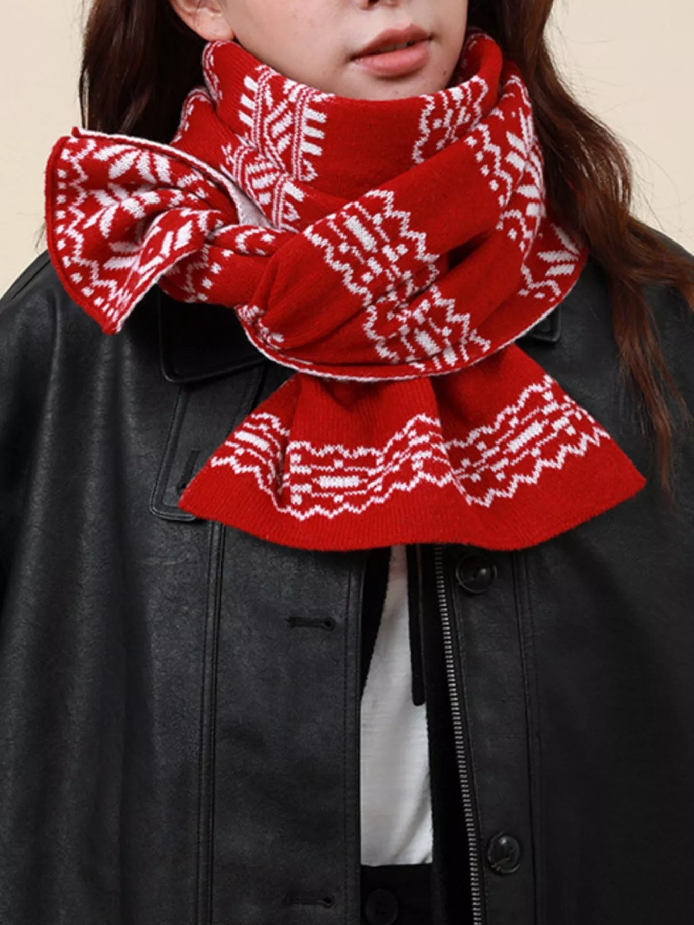 Christmas Snowflake Knit Scarf designed for comfort and style at Lookzlike
