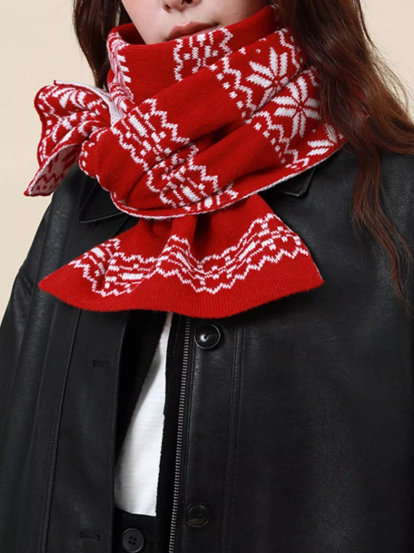 Christmas Snowflake Knit Scarf designed for comfort and style at Lookzlike