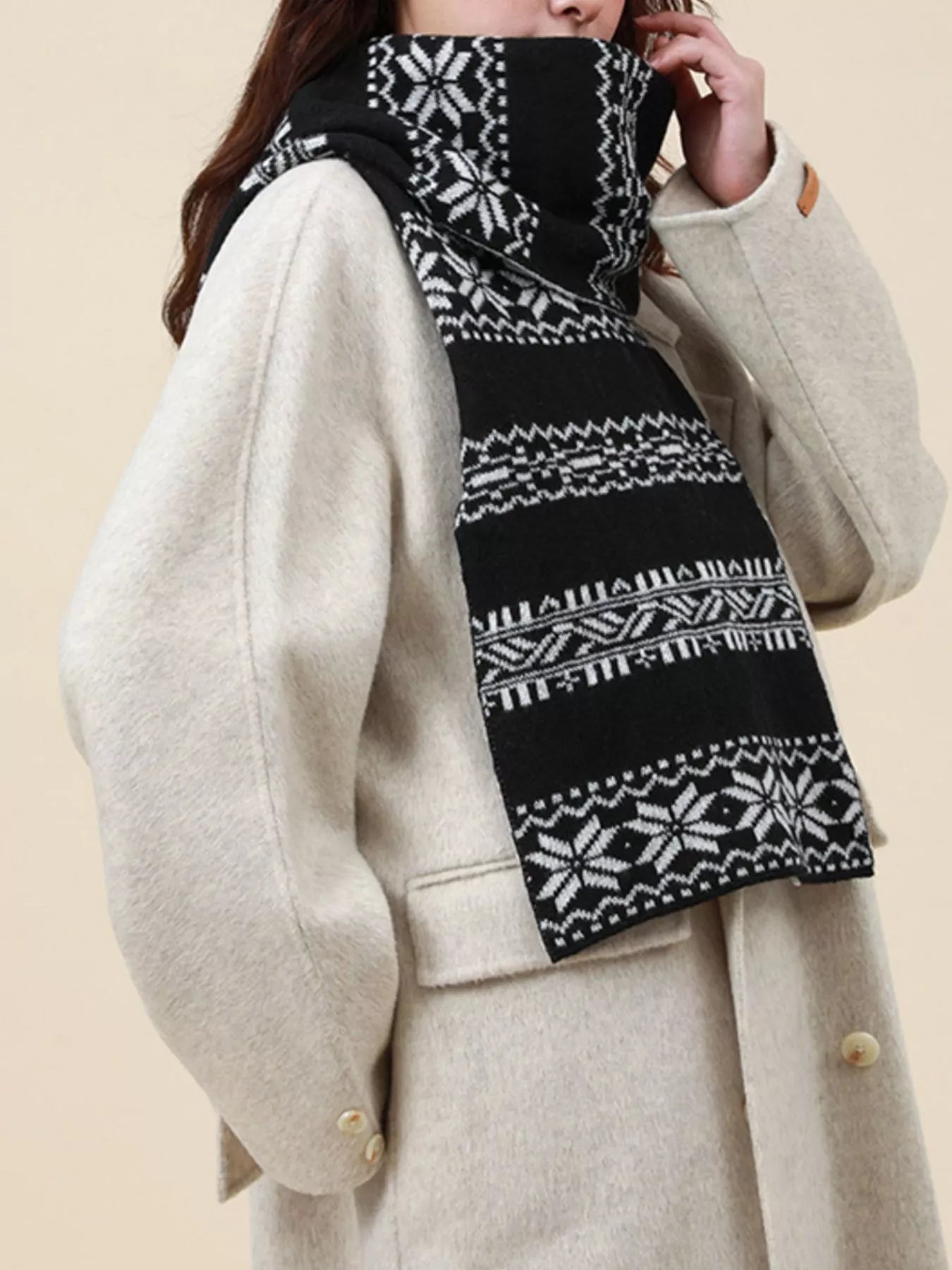 Christmas Snowflake Knit Scarf designed for comfort and style at Lookzlike