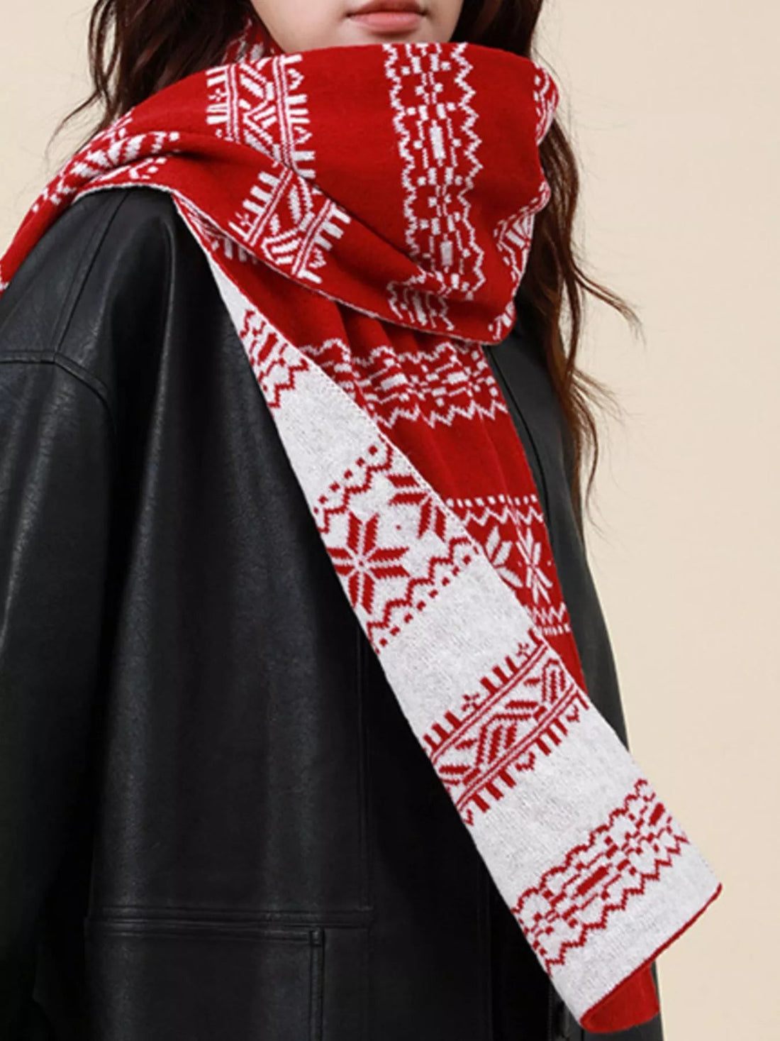 Christmas Snowflake Knit Scarf designed for comfort and style at Lookzlike
