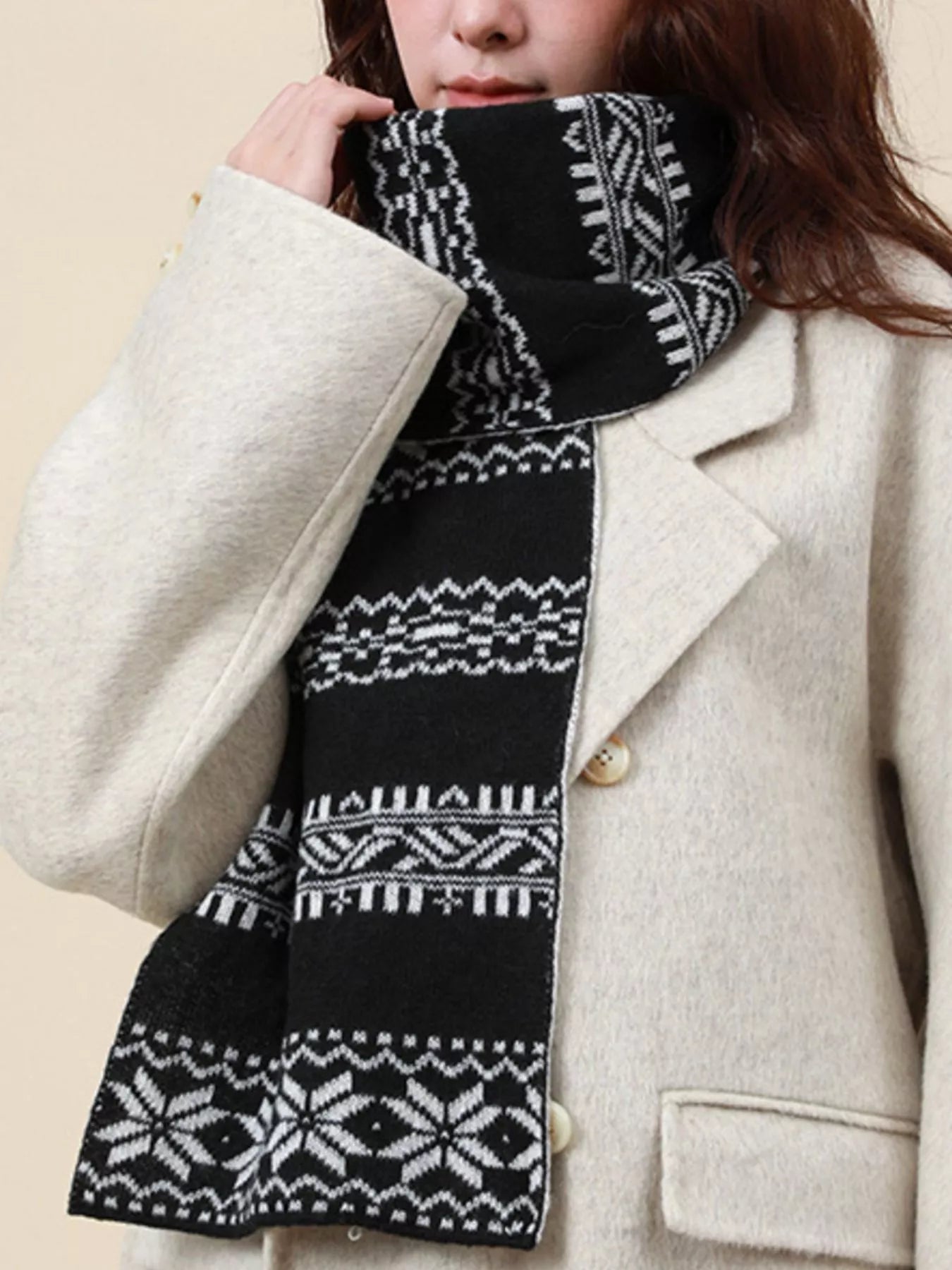 Christmas Snowflake Knit Scarf designed for comfort and style at Lookzlike