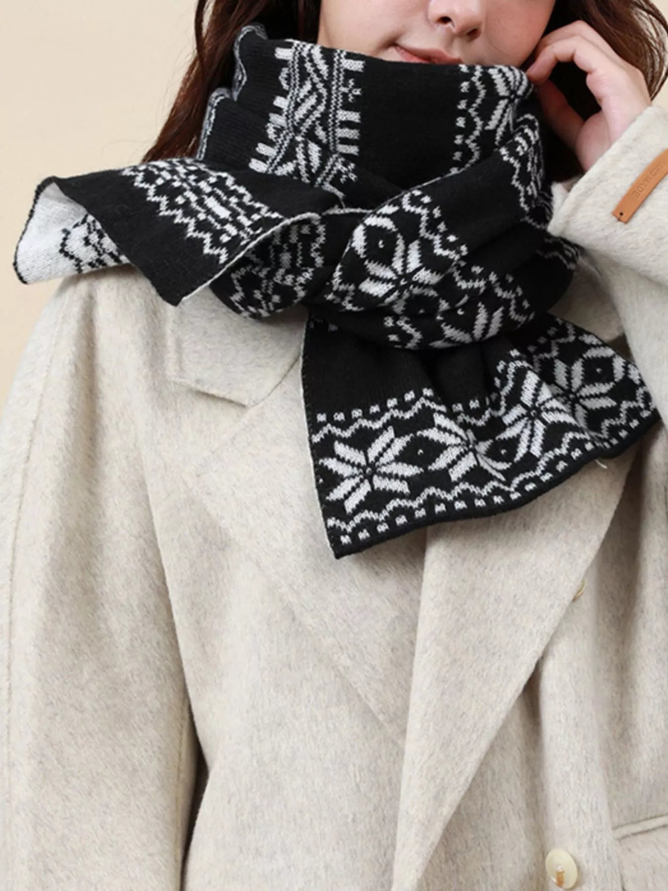 Christmas Snowflake Knit Scarf designed for comfort and style at Lookzlike