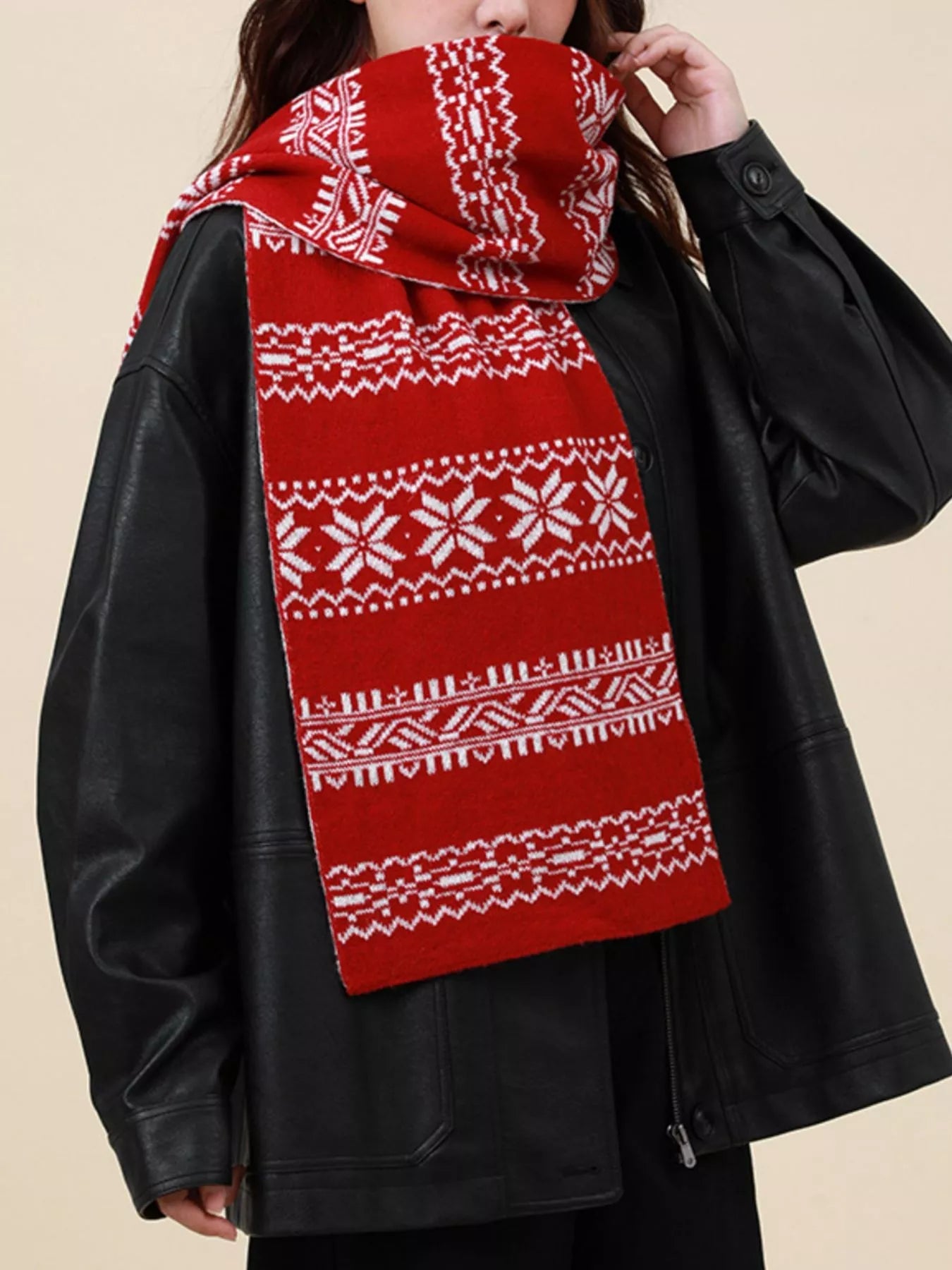 Christmas Snowflake Knit Scarf designed for comfort and style at Lookzlike