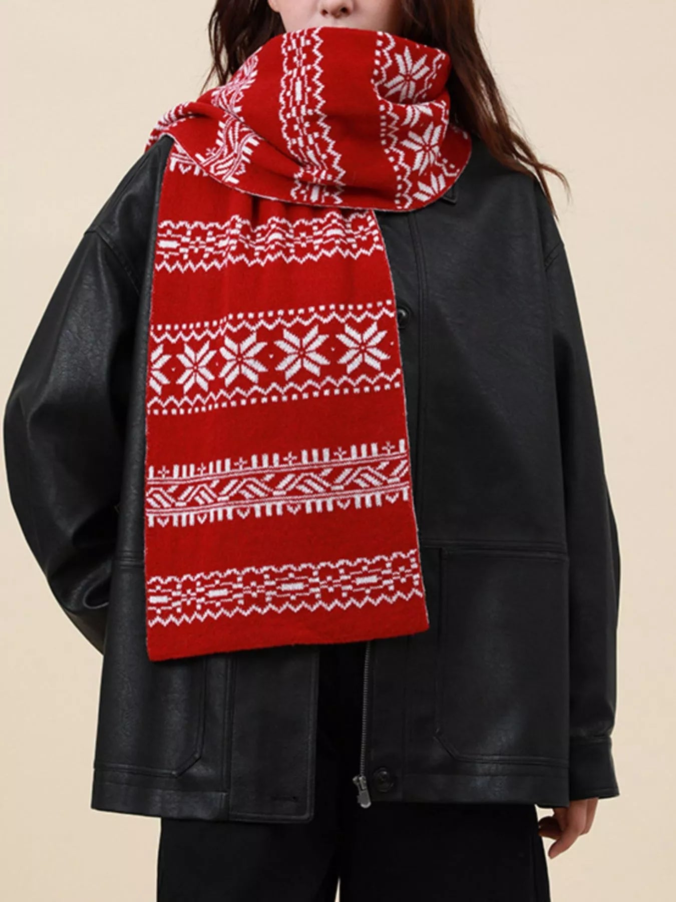Christmas Snowflake Knit Scarf designed for comfort and style at Lookzlike