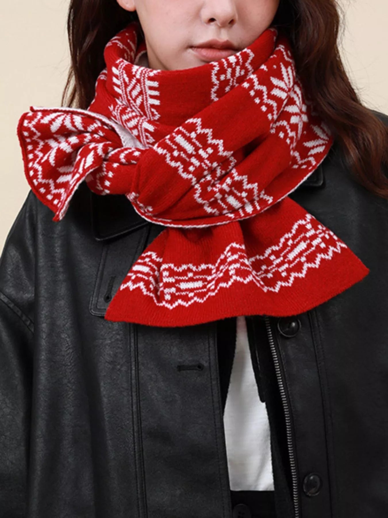Christmas Snowflake Knit Scarf designed for comfort and style at Lookzlike