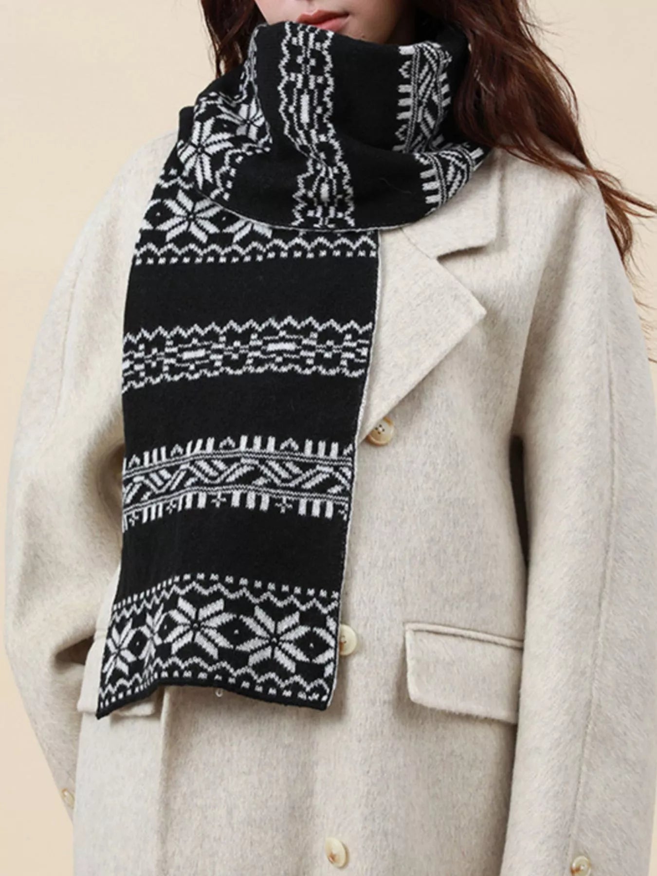 Christmas Snowflake Knit Scarf designed for comfort and style at Lookzlike