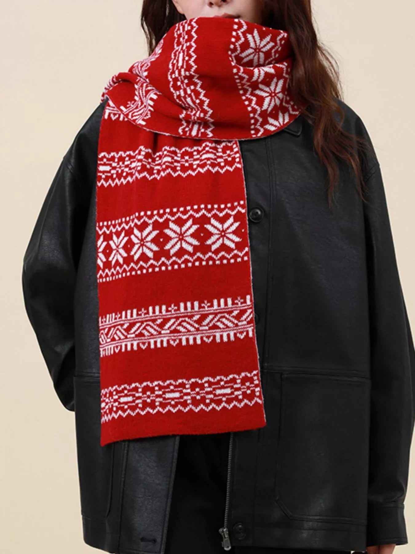 Christmas Snowflake Knit Scarf designed for comfort and style at Lookzlike