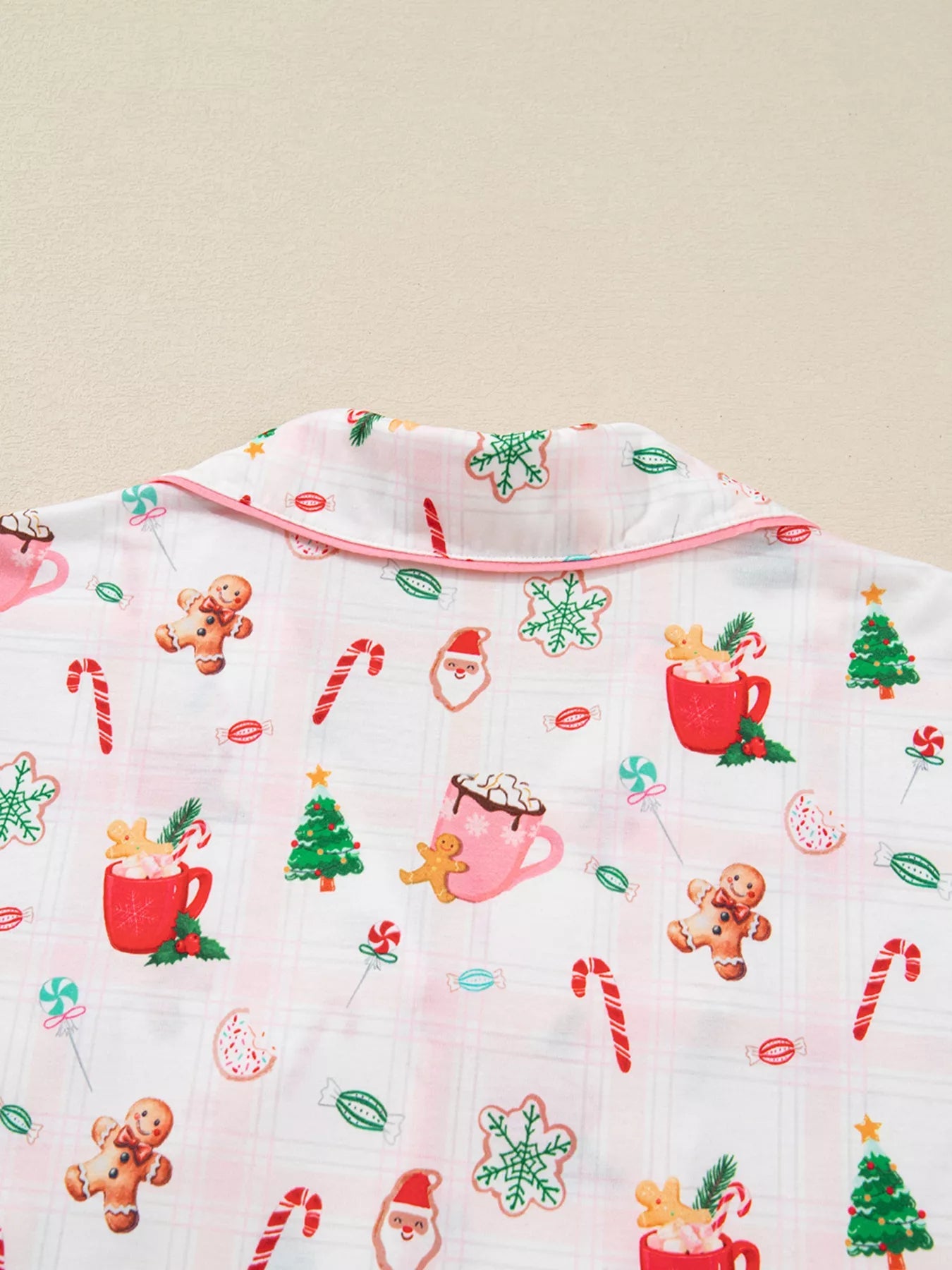 Christmas Spirit Cute Holiday Print Short Sleeve Shirt and Pants 2pcs Pajama Set designed for comfort and style at Lookzlike