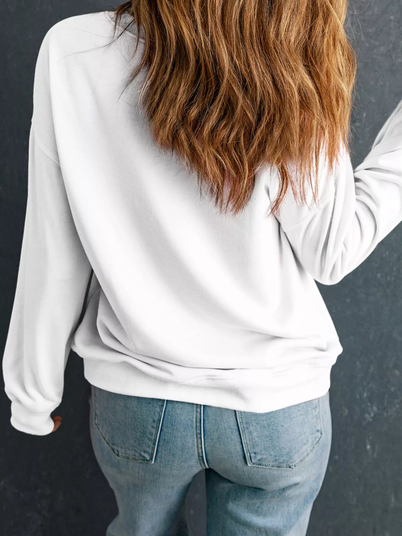 Christmas Tree Graphic Round Neck Sweatshirt designed for comfort and style at Lookzlike