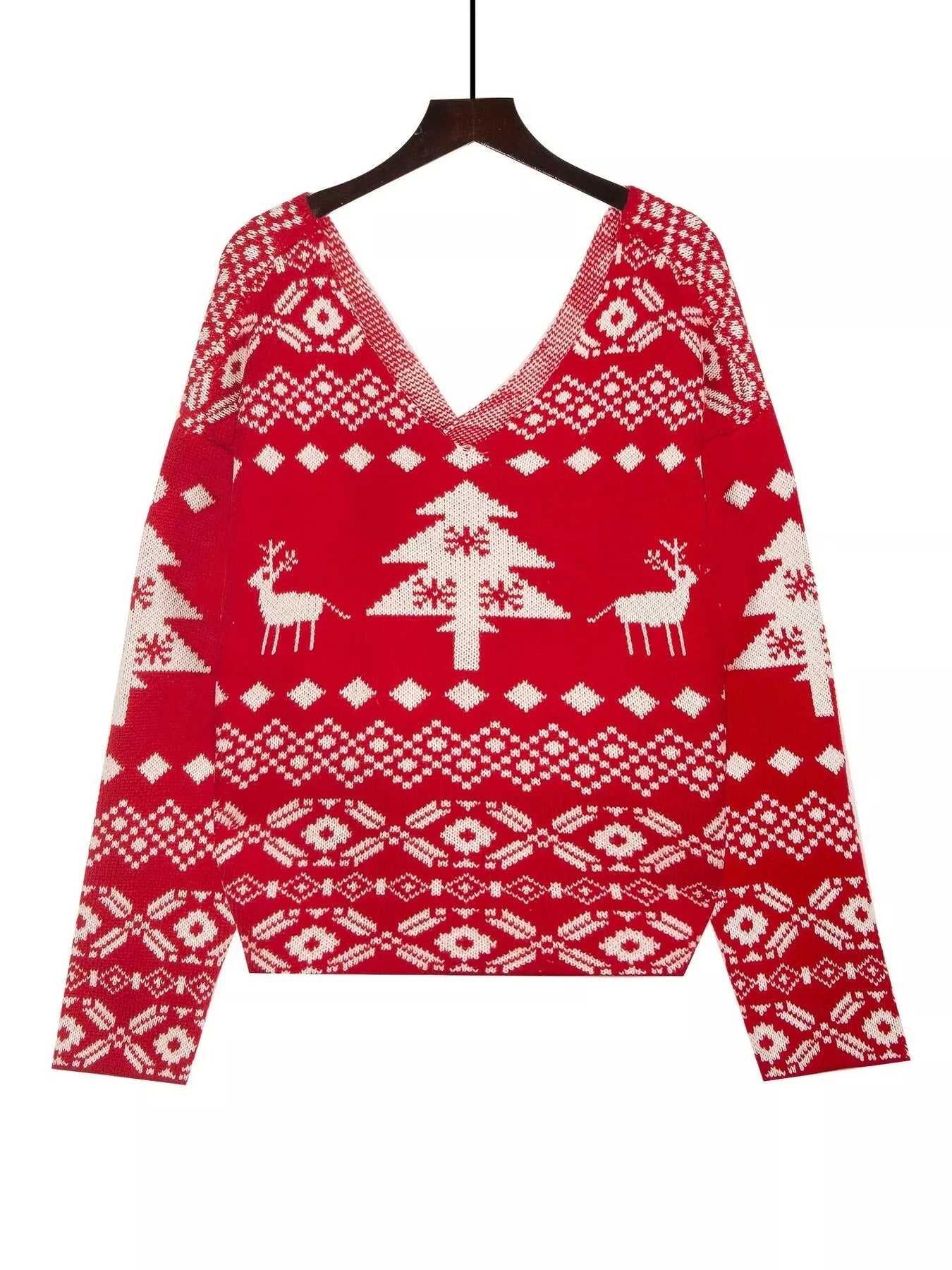Christmas Tree Reindeer Long Sleeve Sweater designed for comfort and style at Lookzlike