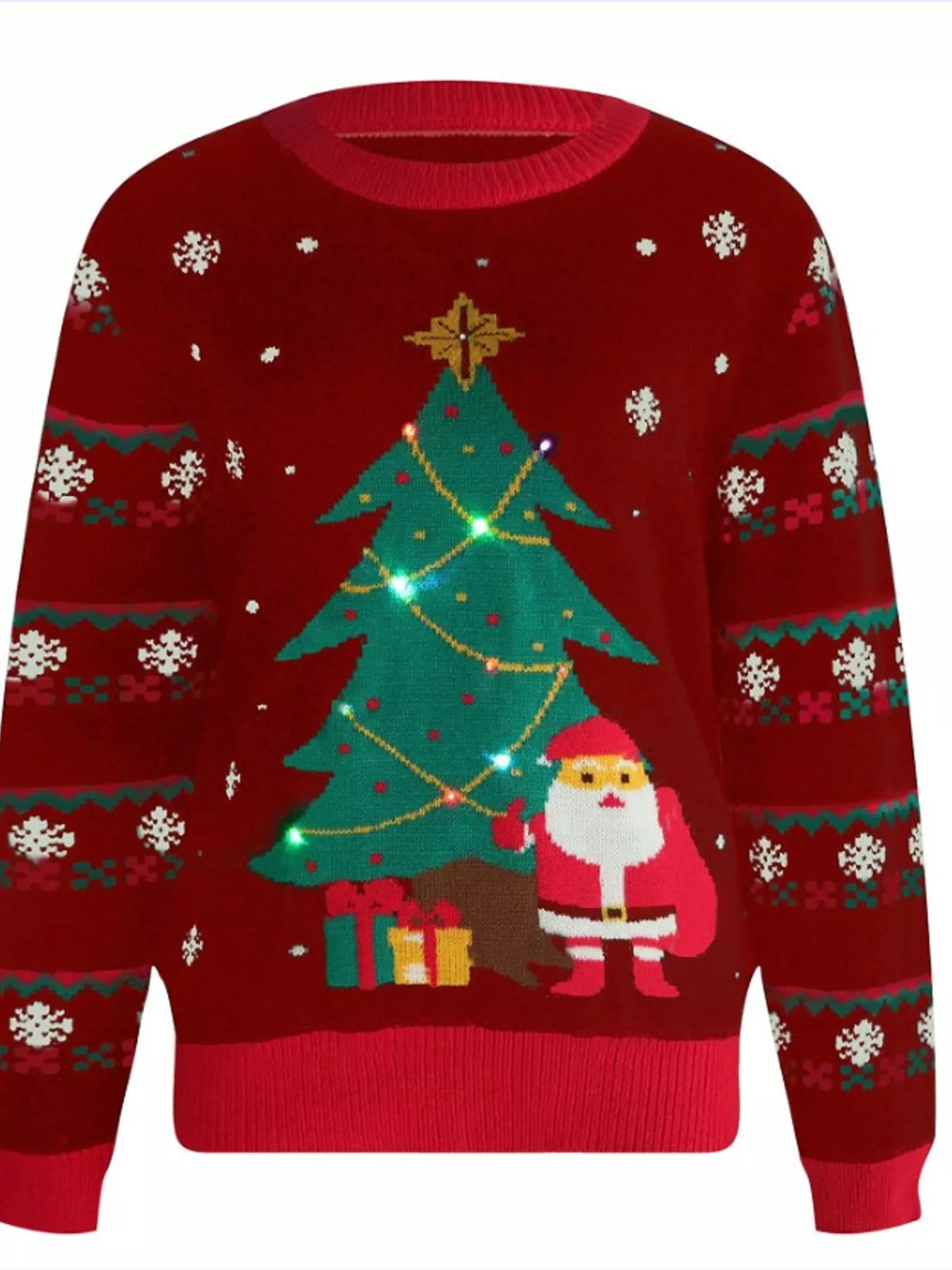 Christmas Tree Santa Round Neck Sweater designed for comfort and style at Lookzlike