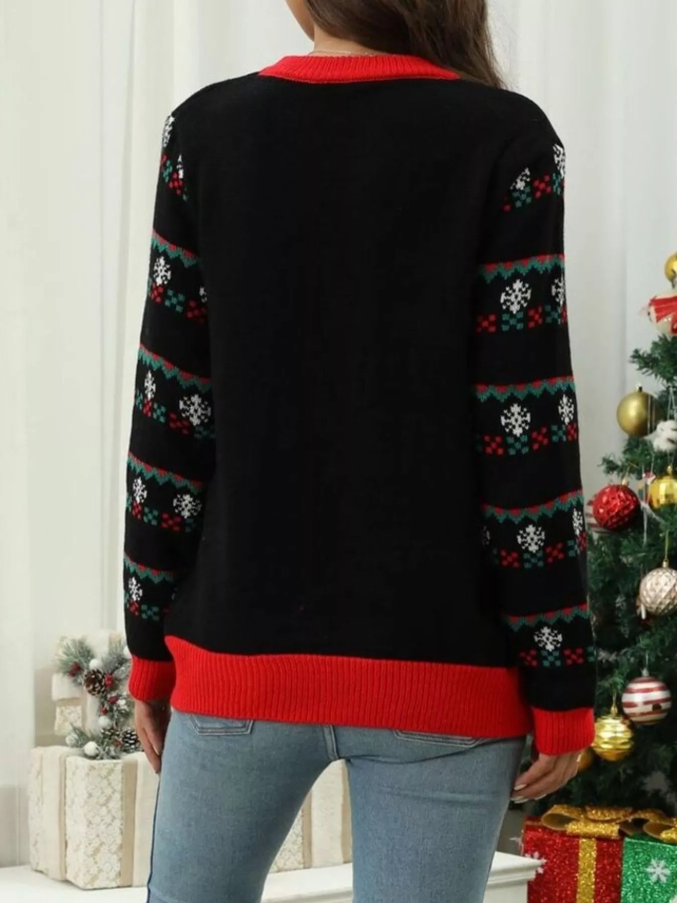 Christmas Tree Santa Round Neck Sweater designed for comfort and style at Lookzlike