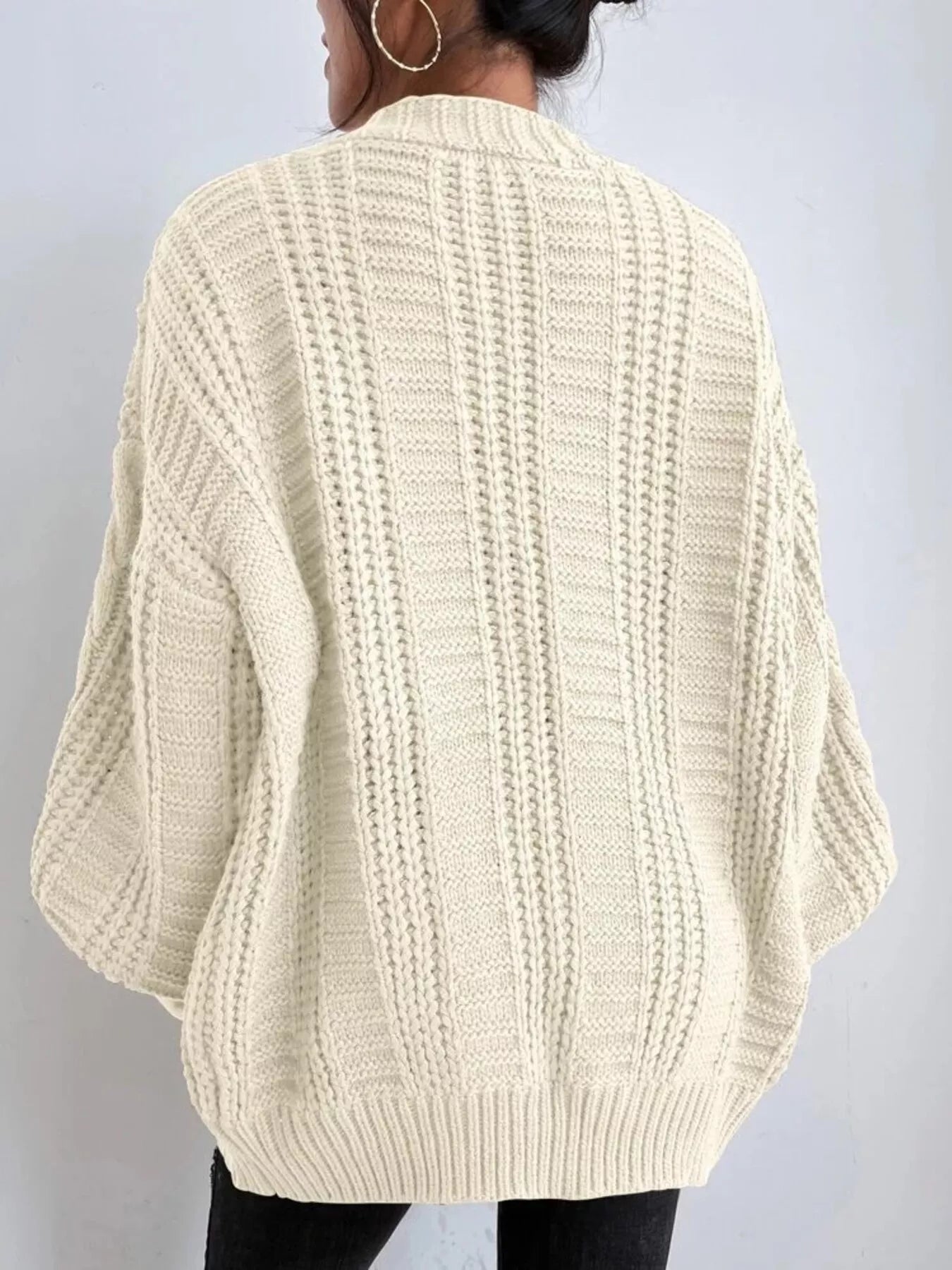 Chunky Knit Cable Knit Button - Up Cardigan designed for comfort and style at Lookzlike