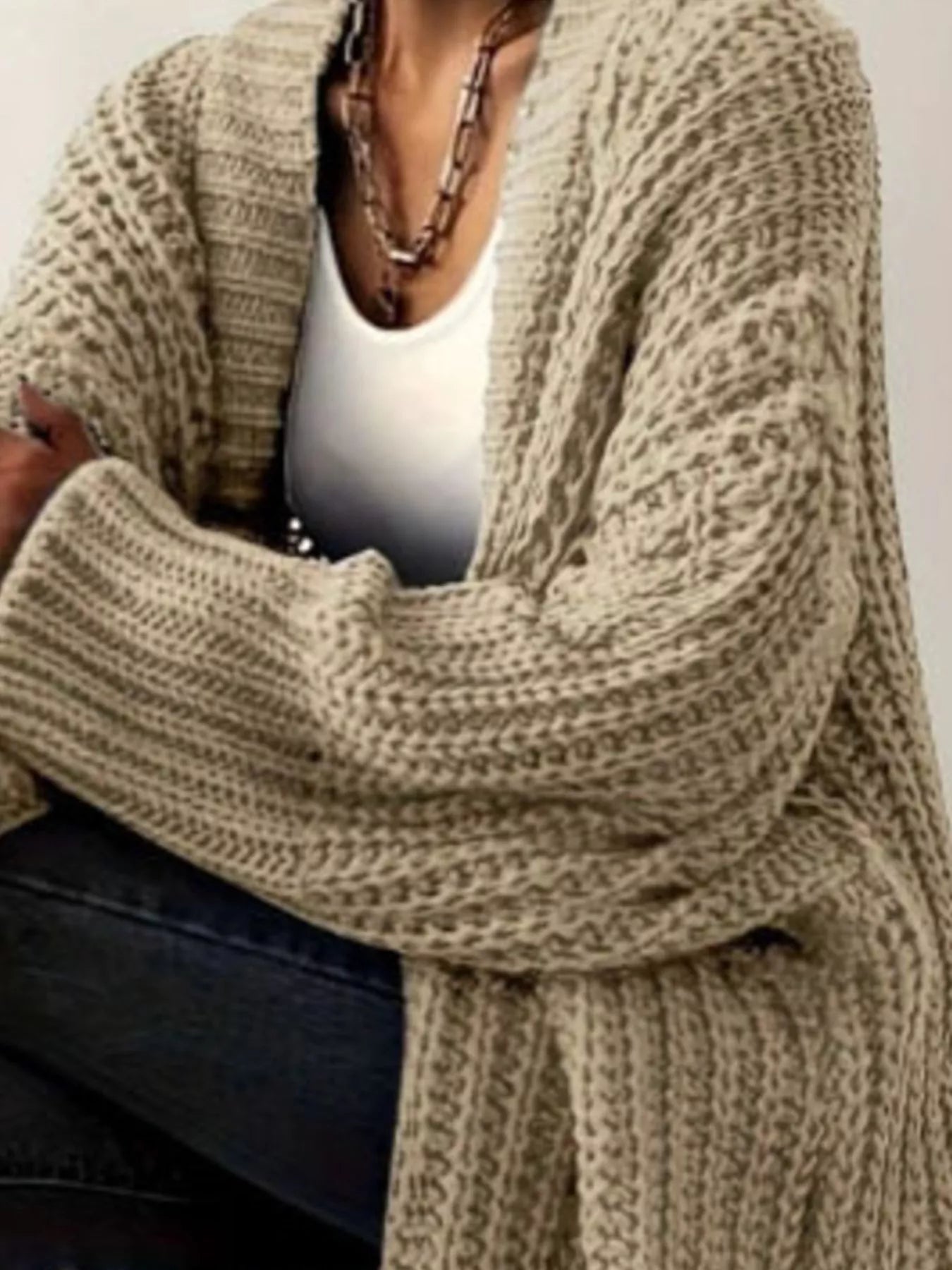 Chunky Knit Open Front Cardigan designed for comfort and style at Lookzlike