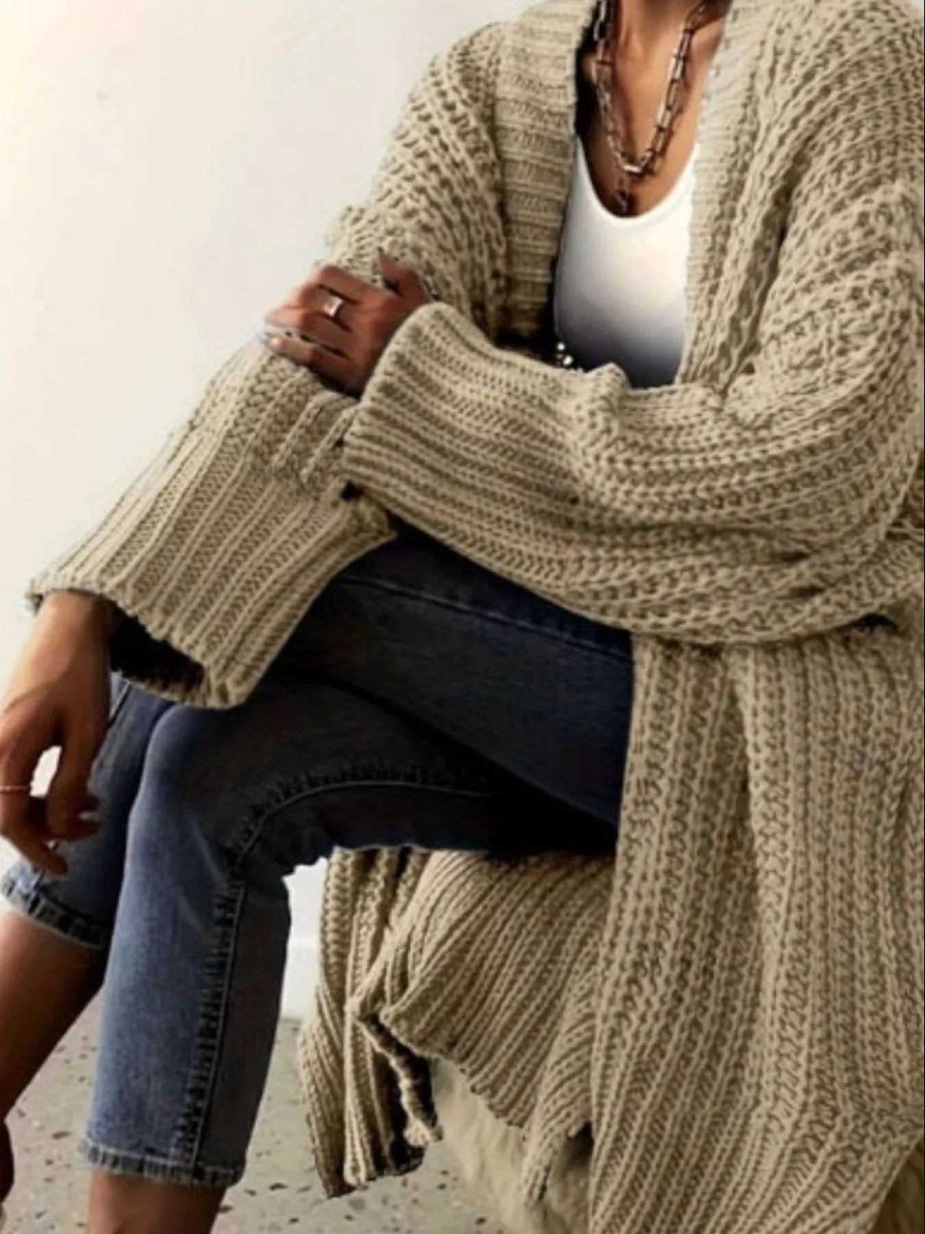 Chunky Knit Open Front Cardigan designed for comfort and style at Lookzlike