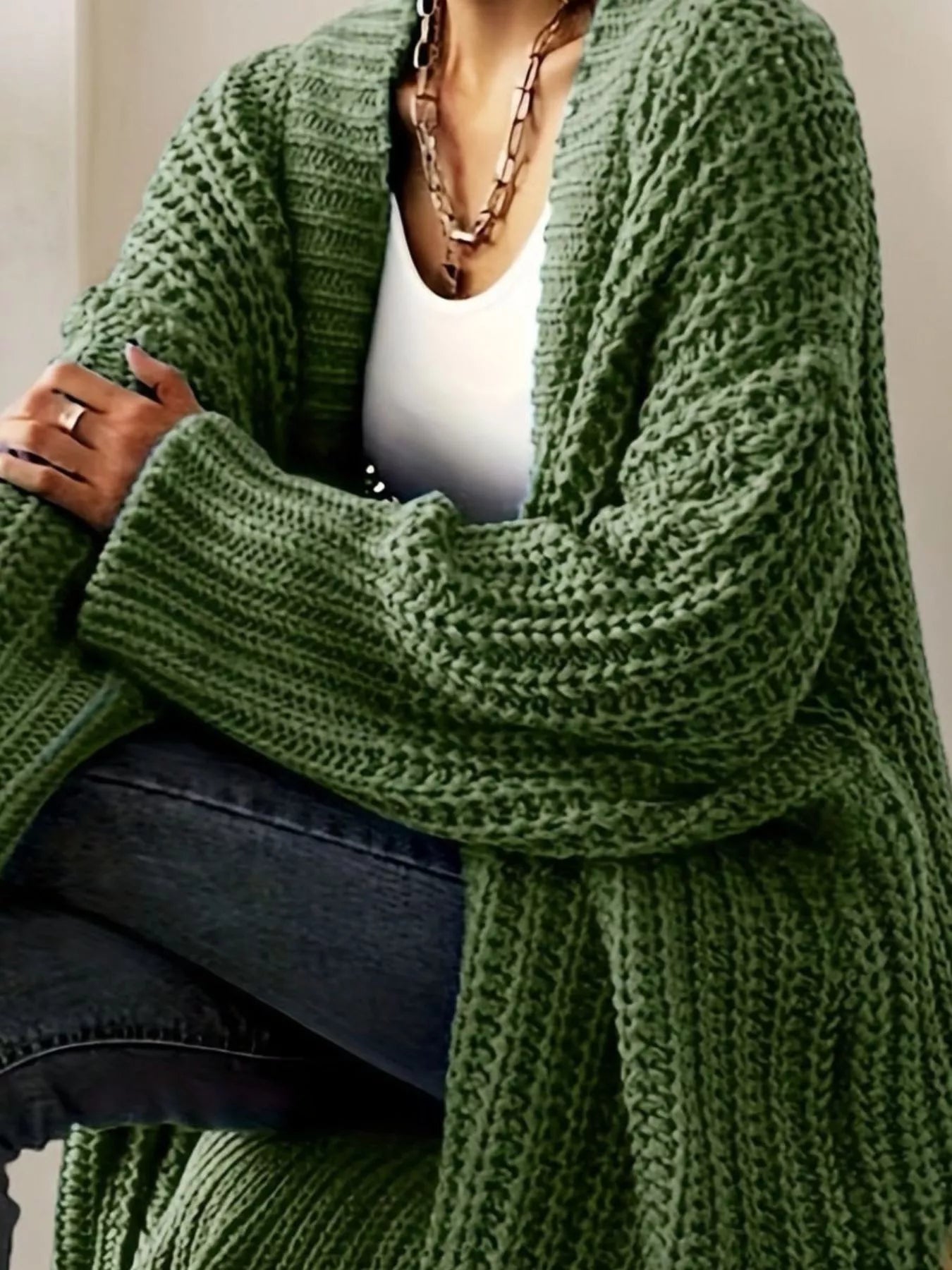 Chunky Knit Open Front Cardigan designed for comfort and style at Lookzlike